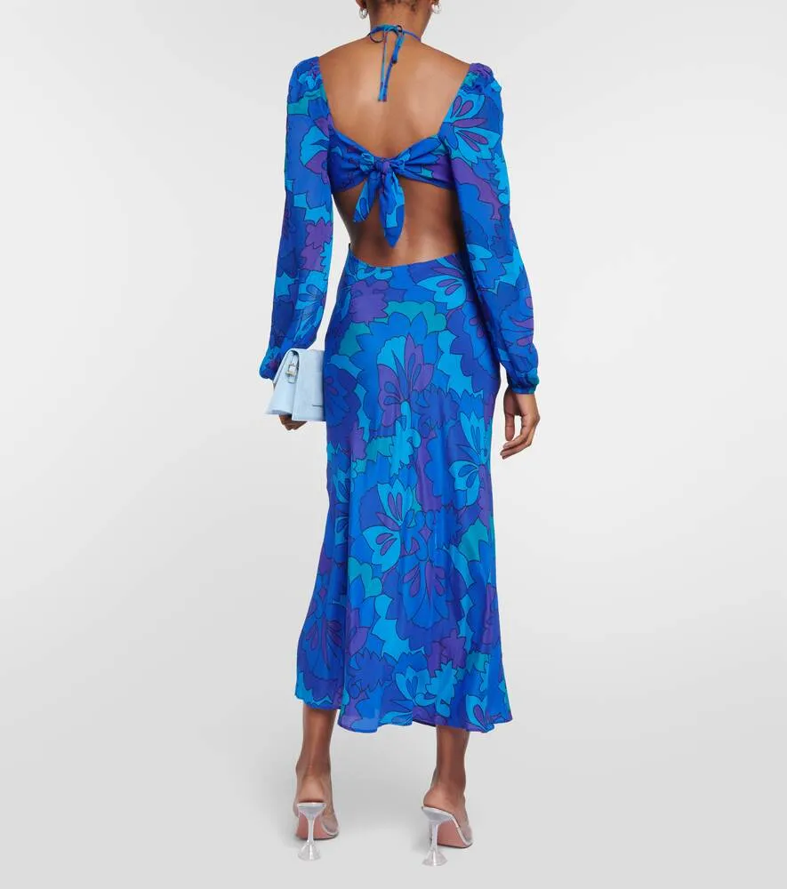 Kamilla RIXO Printed Georgette Maxi Dress, Blue