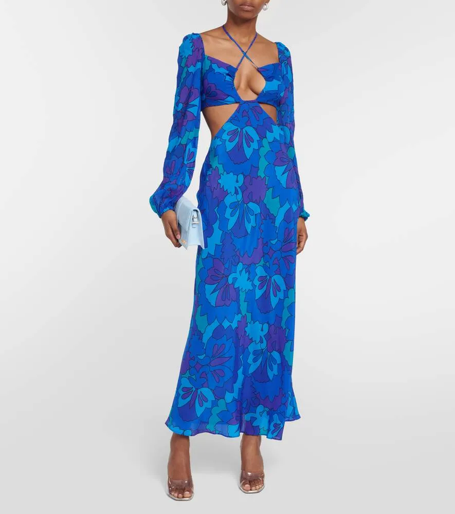 Kamilla RIXO Printed Georgette Maxi Dress, Blue