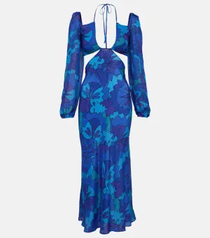 Kamilla RIXO Printed Georgette Maxi Dress, Blue