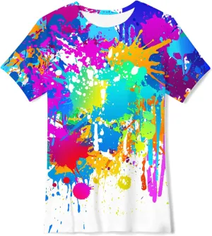 Kids Funny Graphic Polyester Colorful T Shirt for Boys Girls Size 4-14