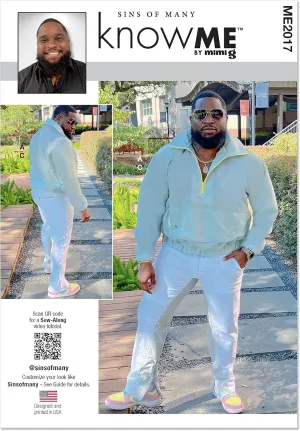 Know Me Men's Pullover Windbreaker Jacket and Color Block Pants Sewing Pattern Packet by Sins of Many, Design Code ME2017, Sizes 44-46-48-50-52
