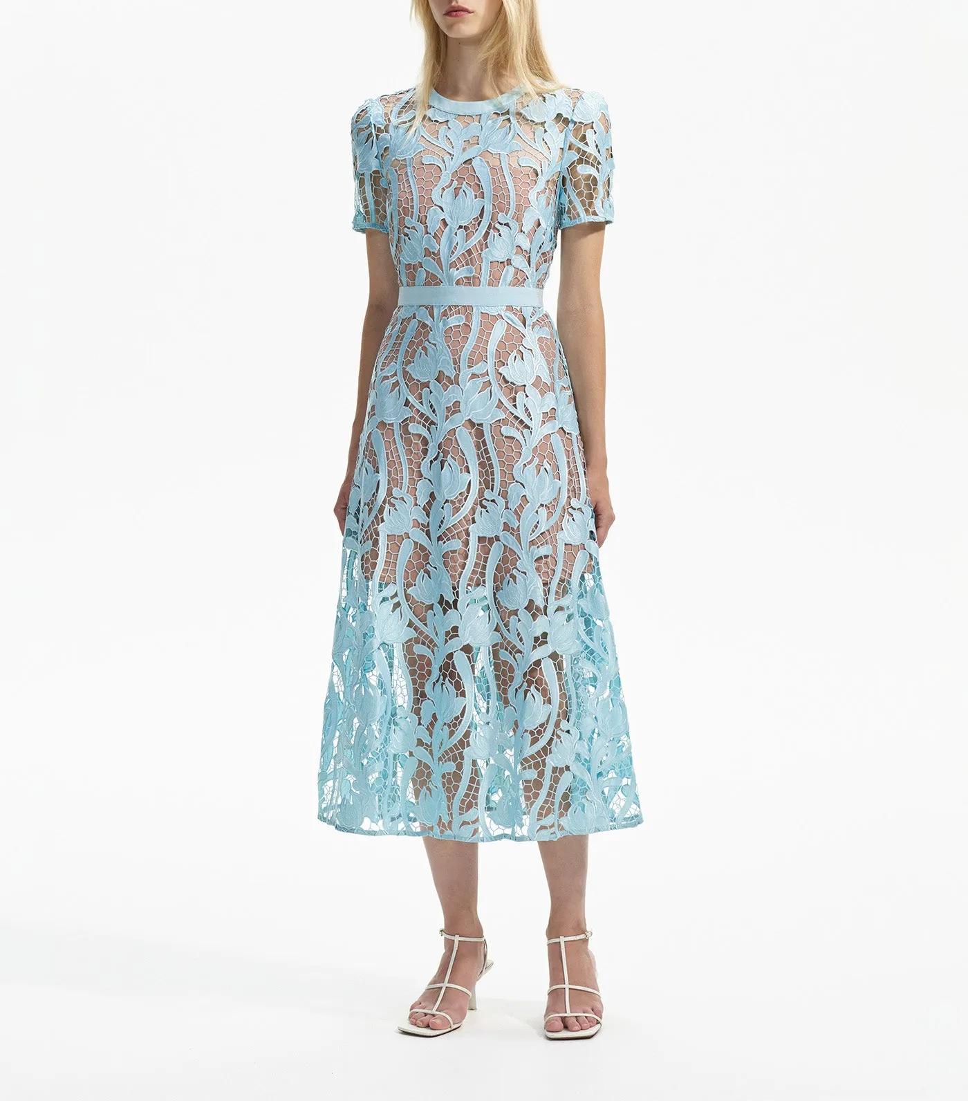 Lace Midi Dress Light Blue