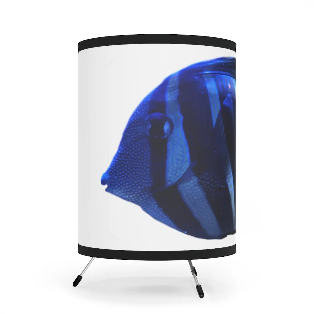 Light Blue Striped Fish Tripod Lamp with High-Res Printed Shade, US/CA plug