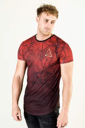 Maka Scooped Hem Men's T-Shirt - Red