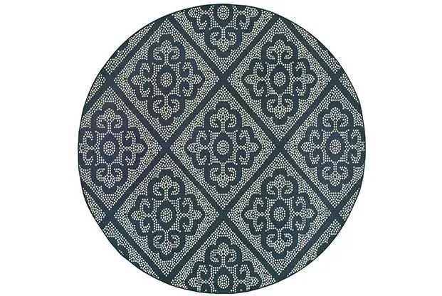 Marina 3804B Navy Ivory Rug