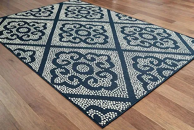 Marina 3804B Navy Ivory Rug