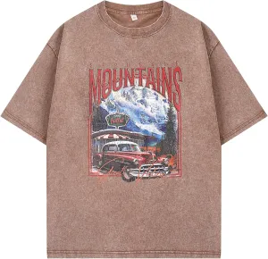 Men's Graphic Tees Shirt Unisex Cotton Oversized T-Shirt Short Sleeve Vintage Streetwear Casual Tee Top