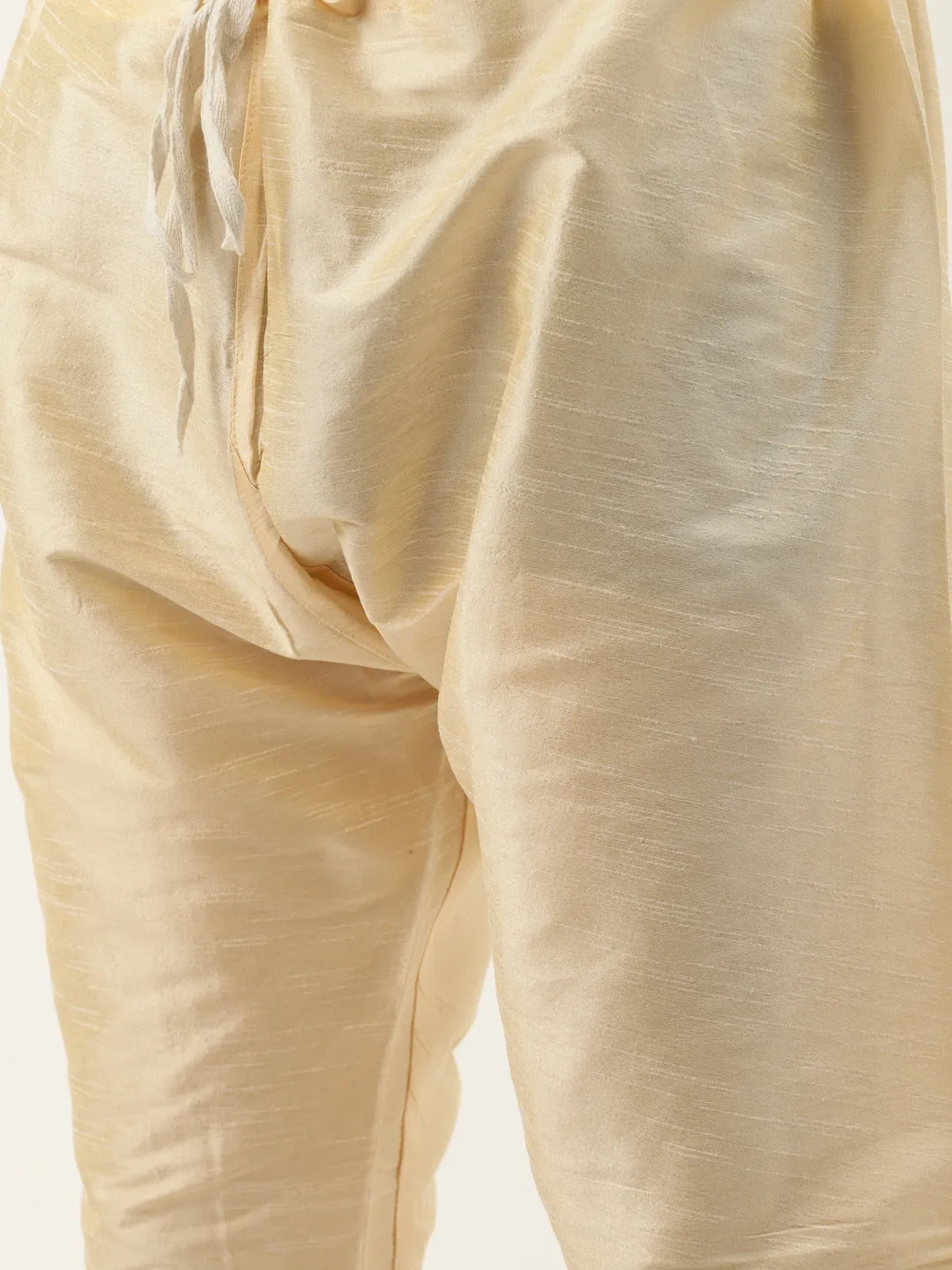 Men's Silk Blend Gold Kurta Pyjama & Magenta Nehrujacket Combo - Sojanya