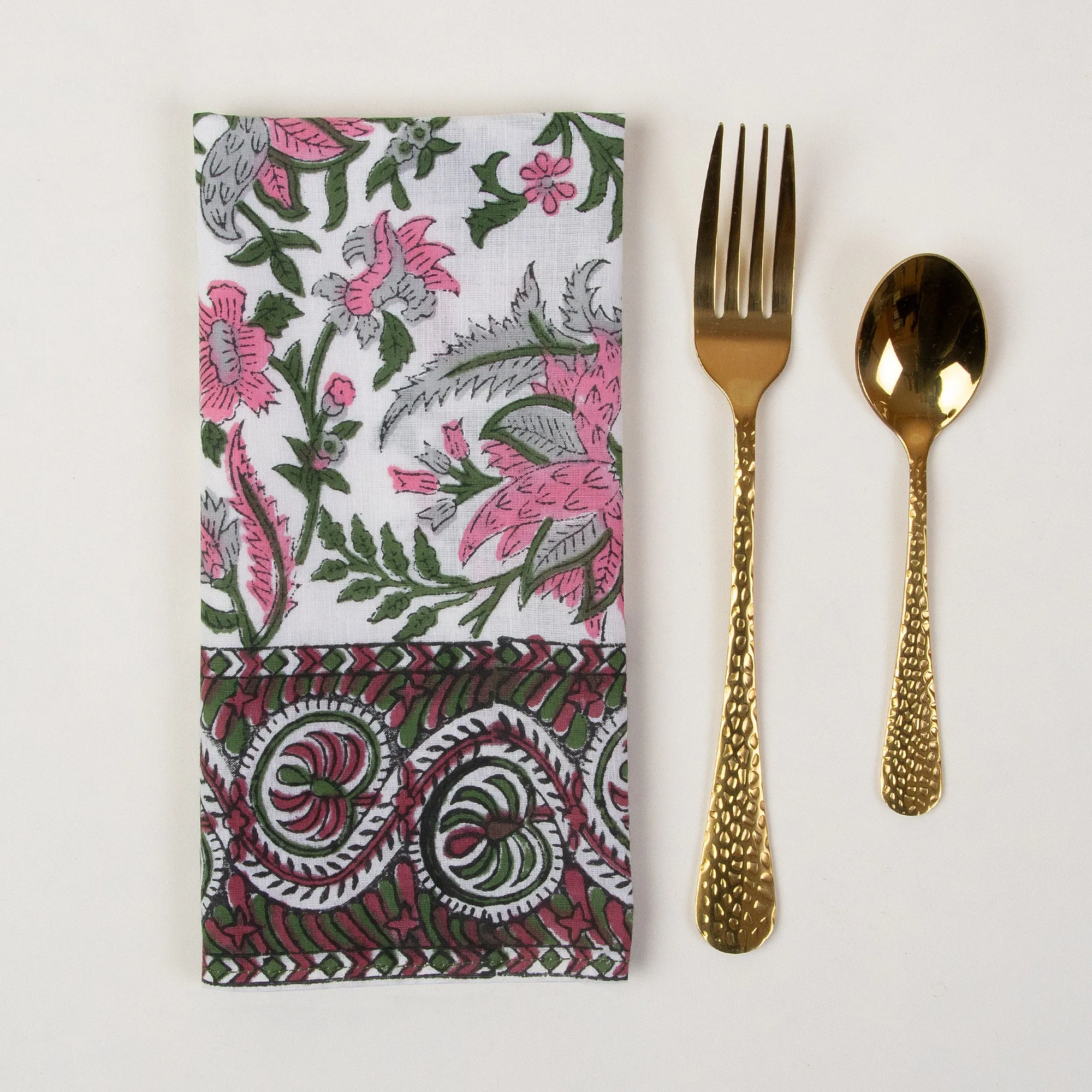 Multicolor Hand Block Floral Print Cotton Napkin Best Price