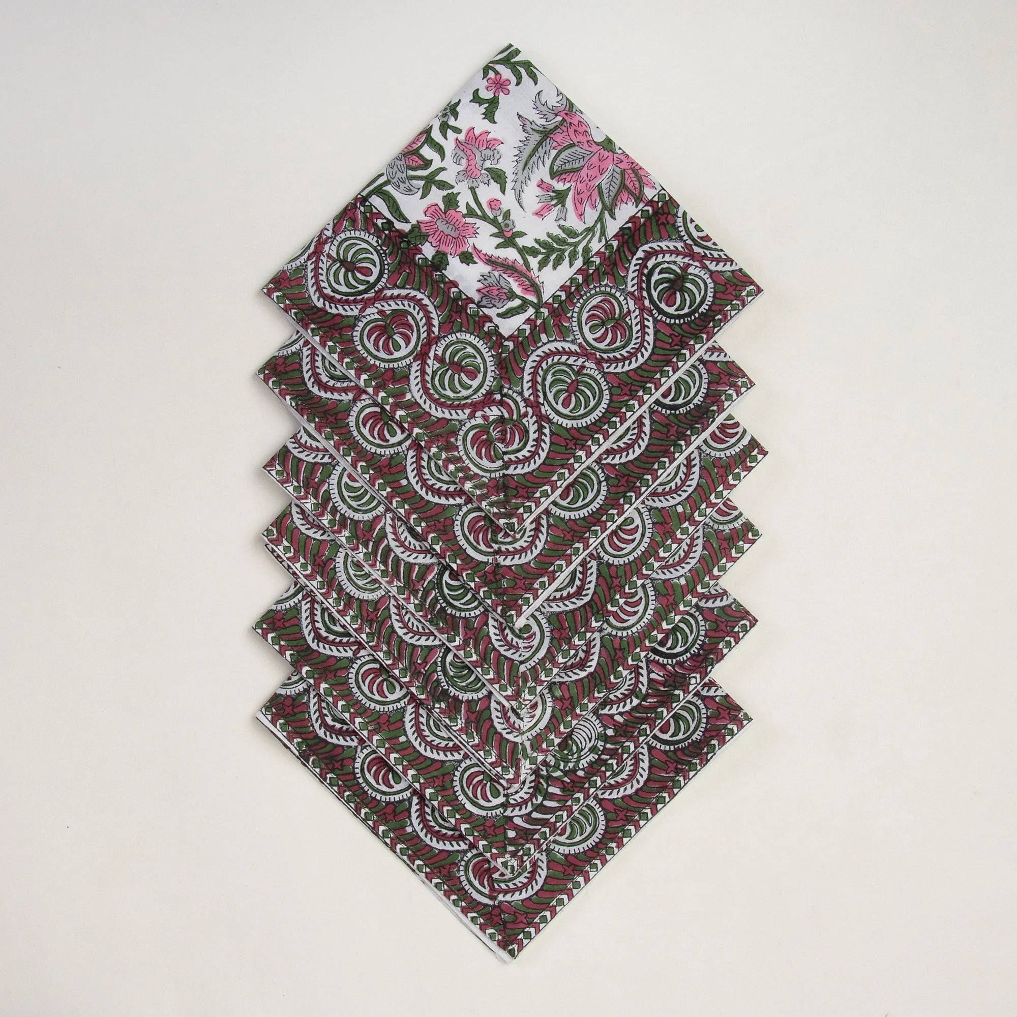 Multicolor Hand Block Floral Print Cotton Napkin Best Price