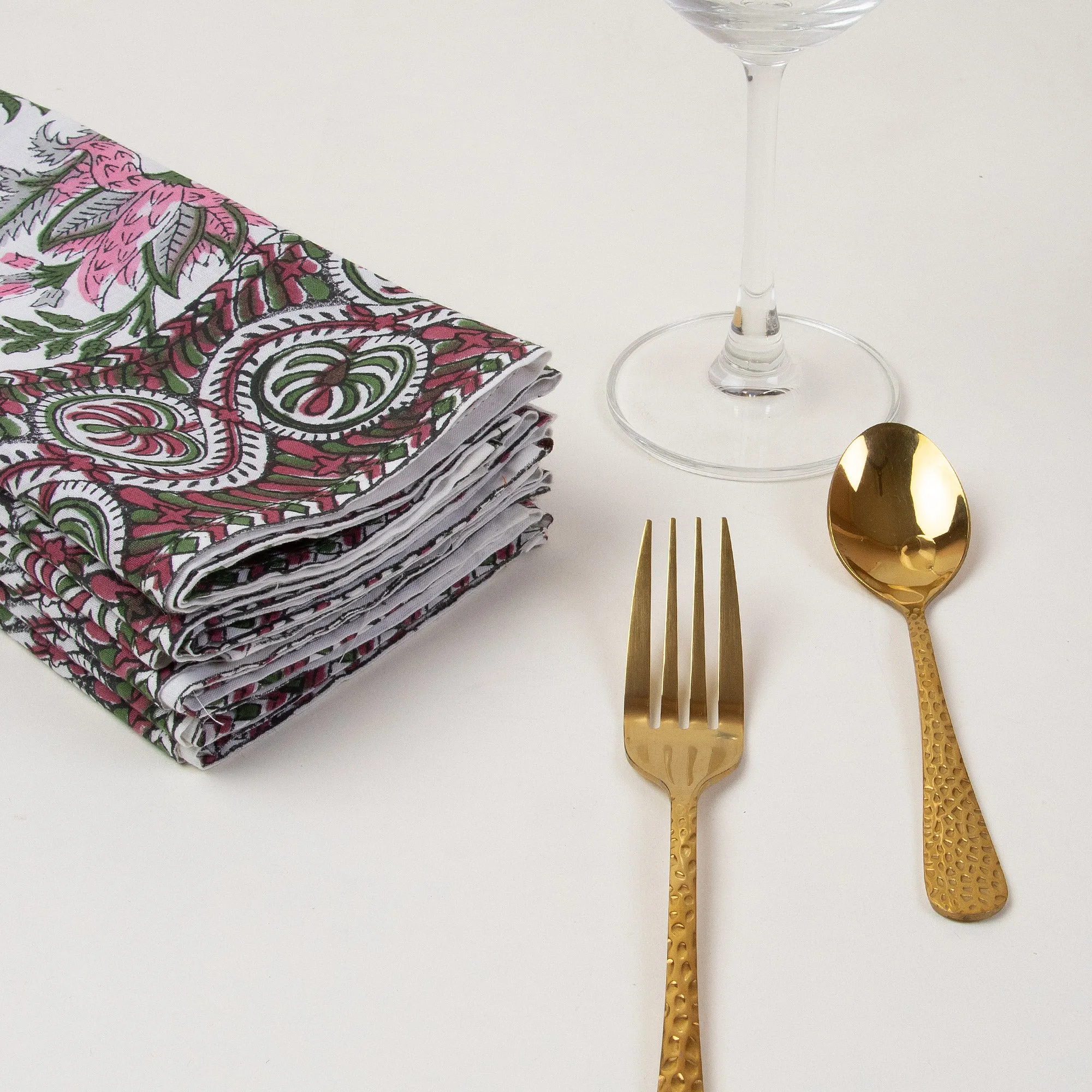 Multicolor Hand Block Floral Print Cotton Napkin Best Price