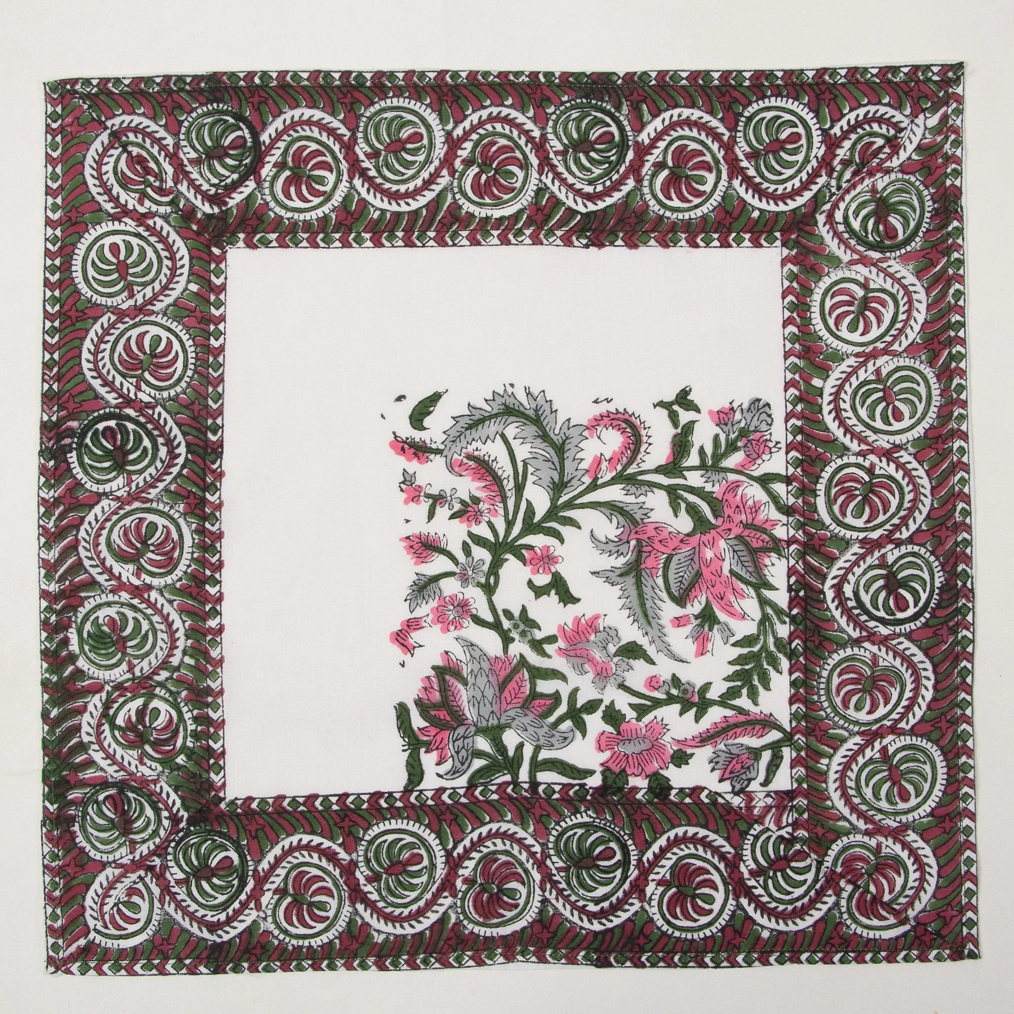 Multicolor Hand Block Floral Print Cotton Napkin Best Price