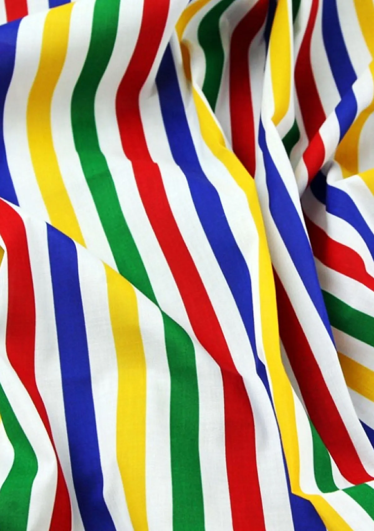 Multicoloured Stripes Polycotton Print Fabric Rainbow Horizontal Lines 45" D#173
