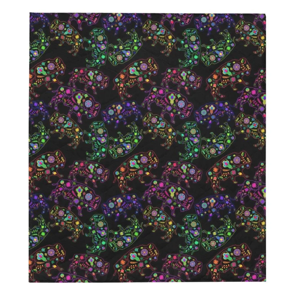Neon Floral Buffalos Quilted Comforter 70"x80"