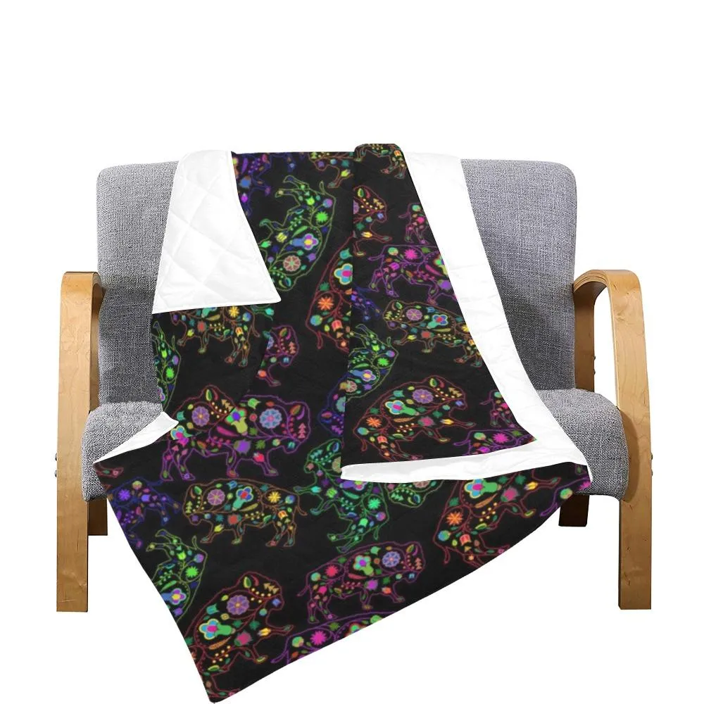 Neon Floral Buffalos Quilted Comforter 70"x80"