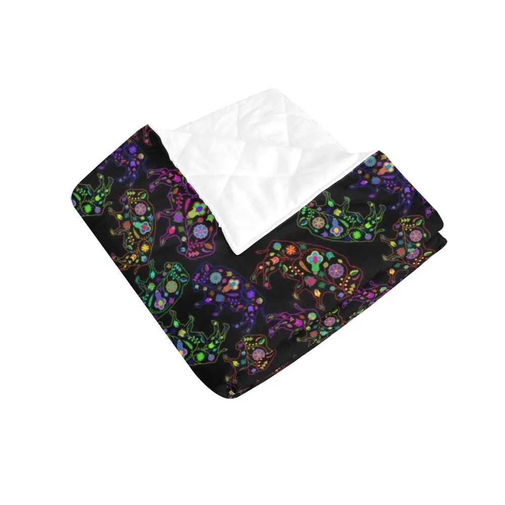 Neon Floral Buffalos Quilted Comforter 70"x80"