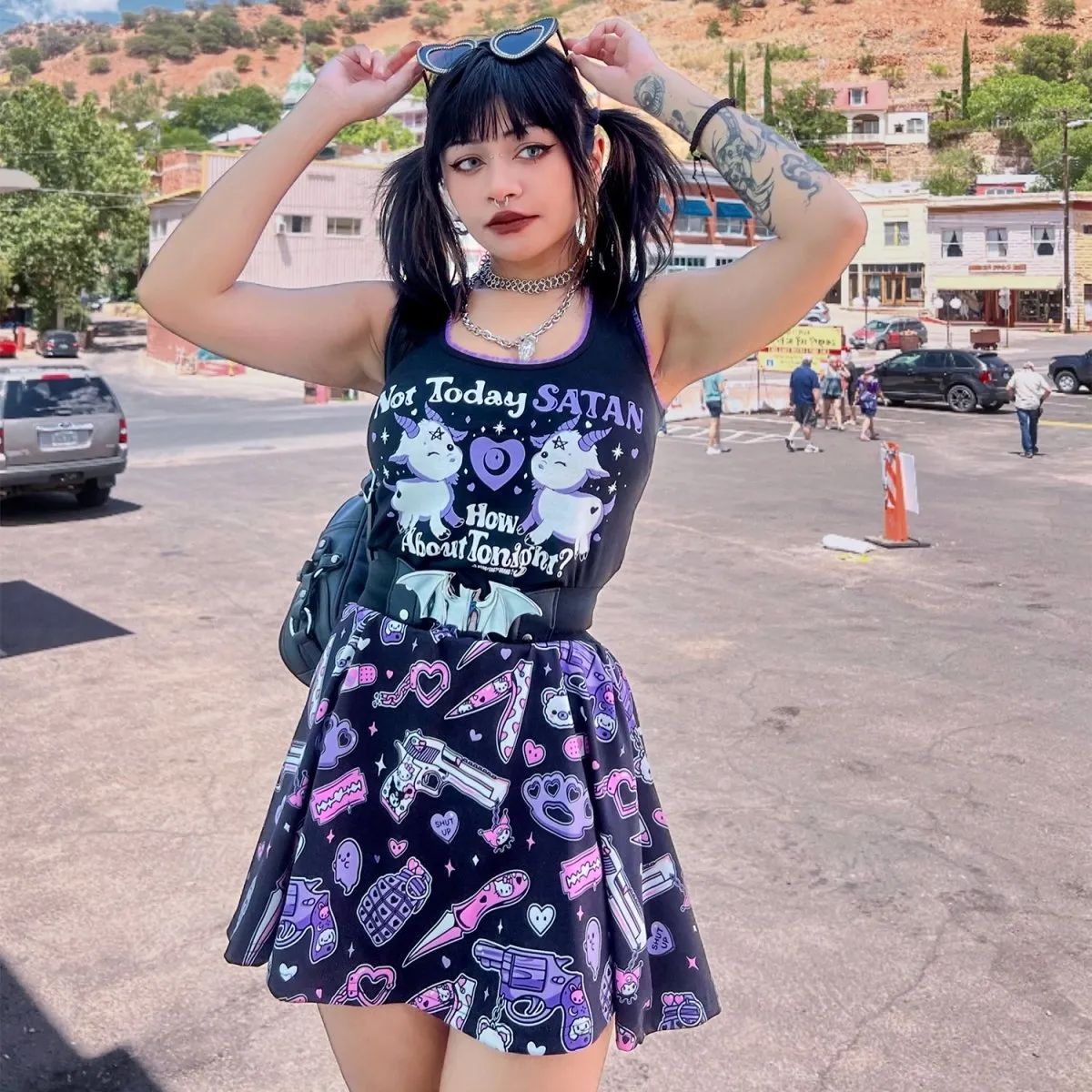 Not Today Satan Purple Lace Crop Cami