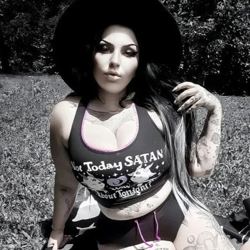 Not Today Satan Purple Lace Crop Cami