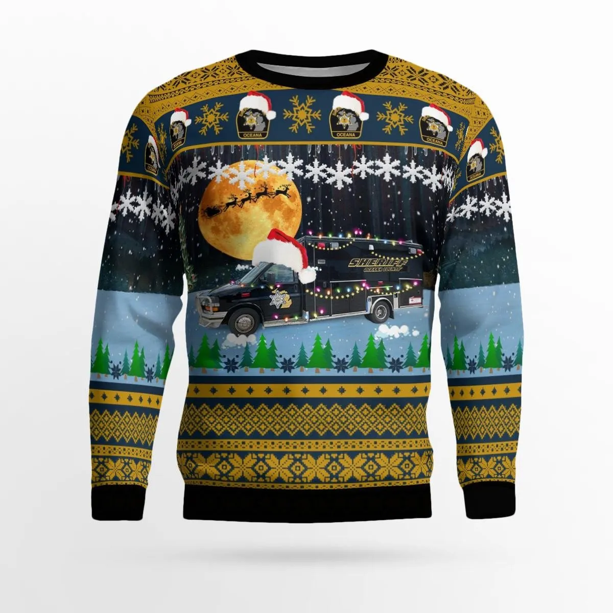 Oceana County Sheriff, Hart, Michigan Christmas All Over Printed Ugly Sweater