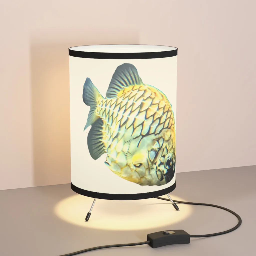 Pineapple Fish Tripod Lamp with High-Res Printed Shade, US/CA plug