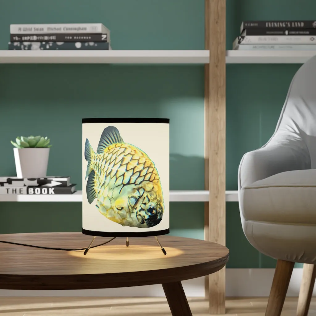 Pineapple Fish Tripod Lamp with High-Res Printed Shade, US/CA plug