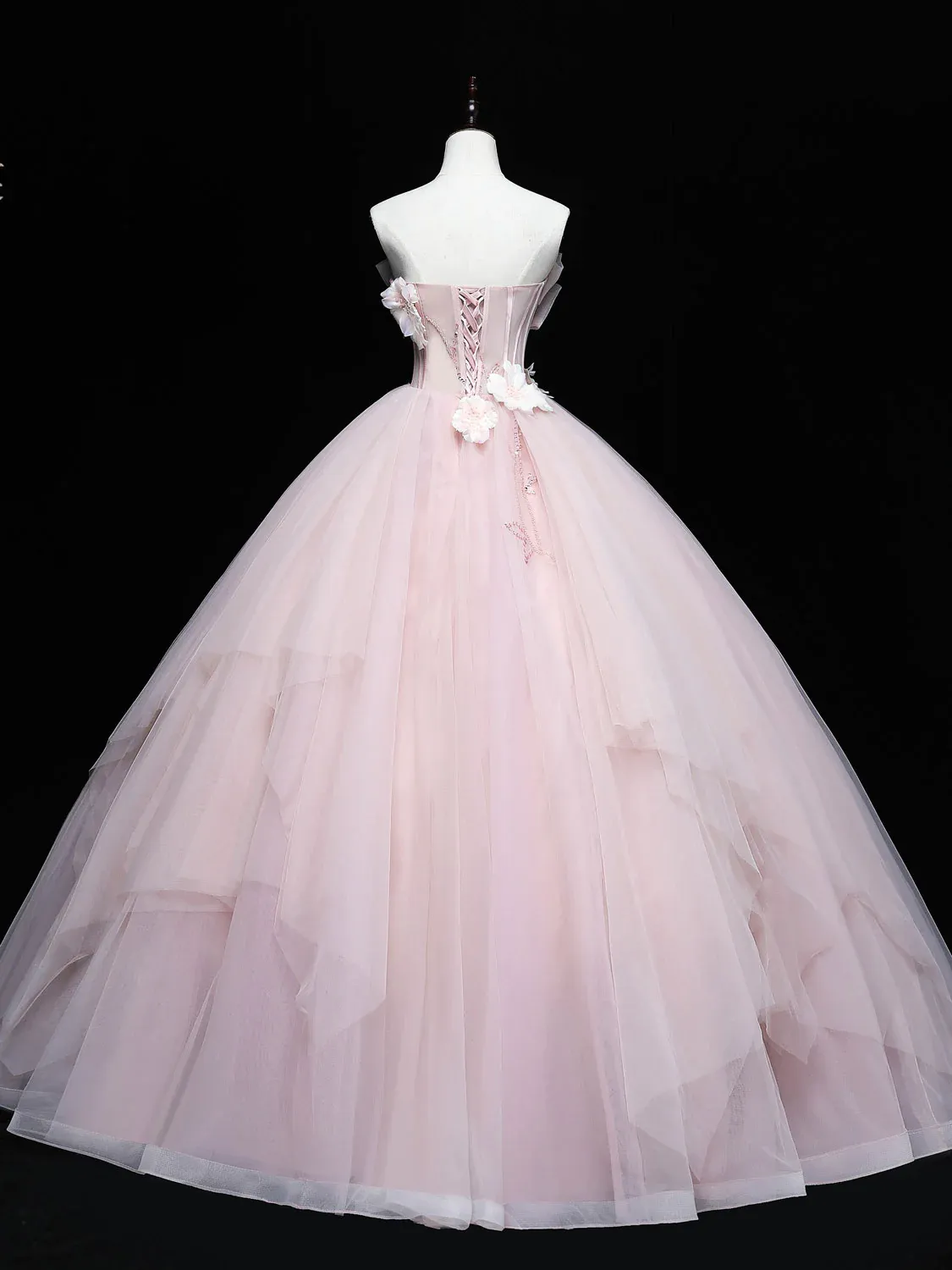 Pink Ball Gown Tulle Sweetheart Long Formal Dress, Pink Formal Dress Wedding Dress