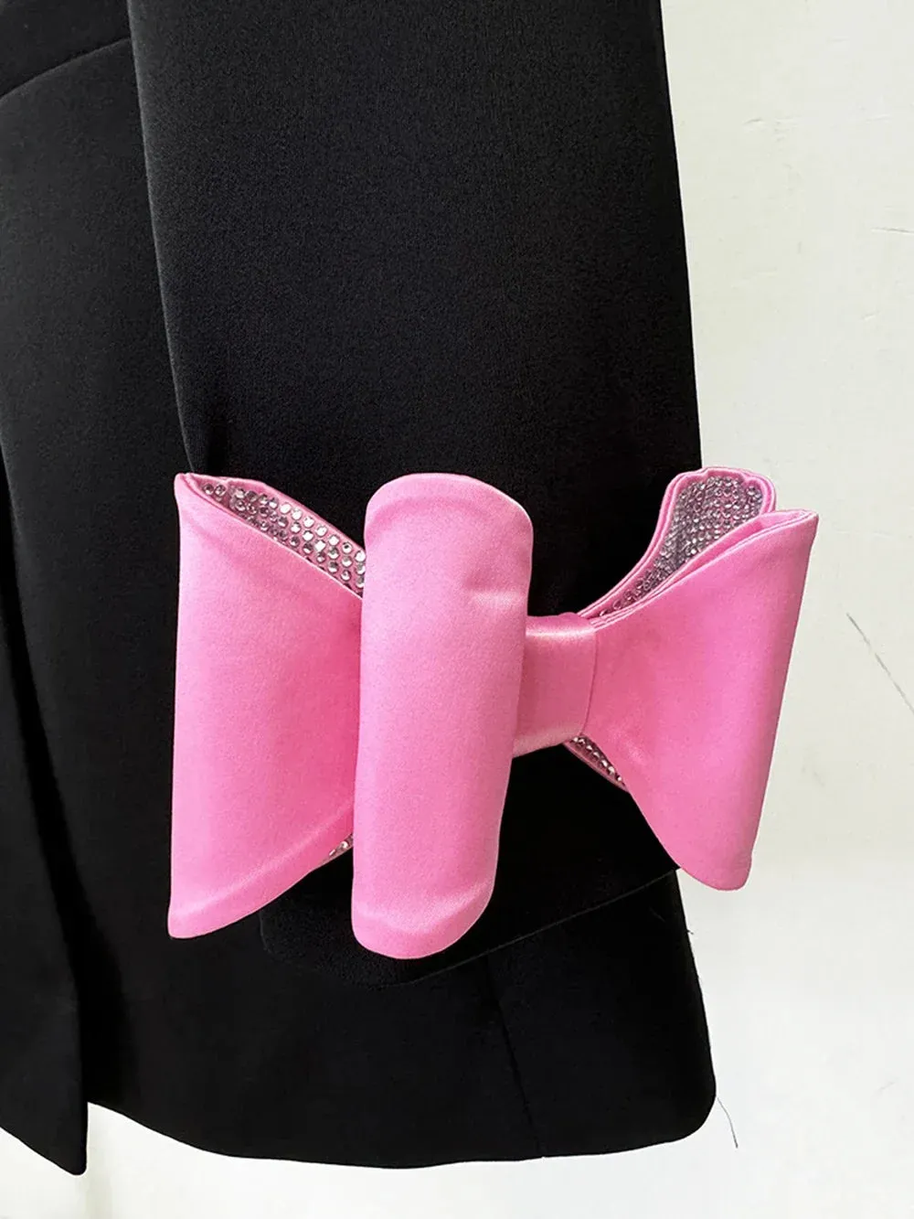 Pre Order:  Diamond Bow Embellishment Suit Jacket Style Slim Mini Dress