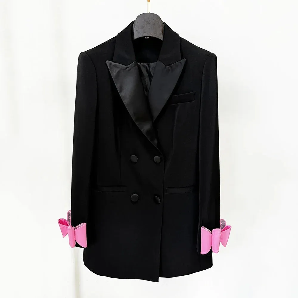 Pre Order:  Diamond Bow Embellishment Suit Jacket Style Slim Mini Dress