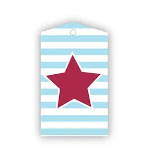 Red Star and Blue Stripe Gift Tags, Set of 12Star and Stripes Gift Tags, Elegant Thank You Tags for Favor Bags or Presents
