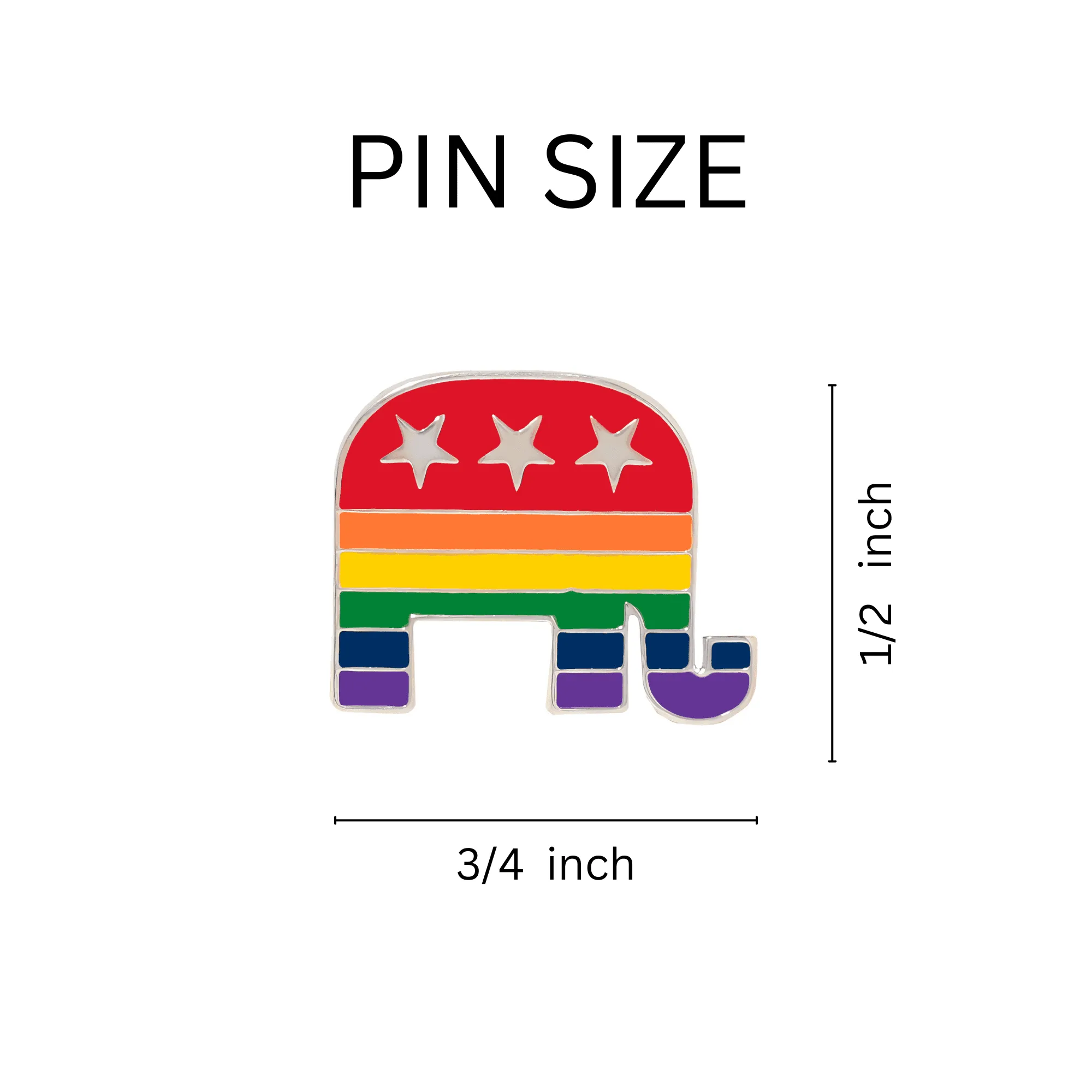 Republican Elephant Rainbow Striped Pins