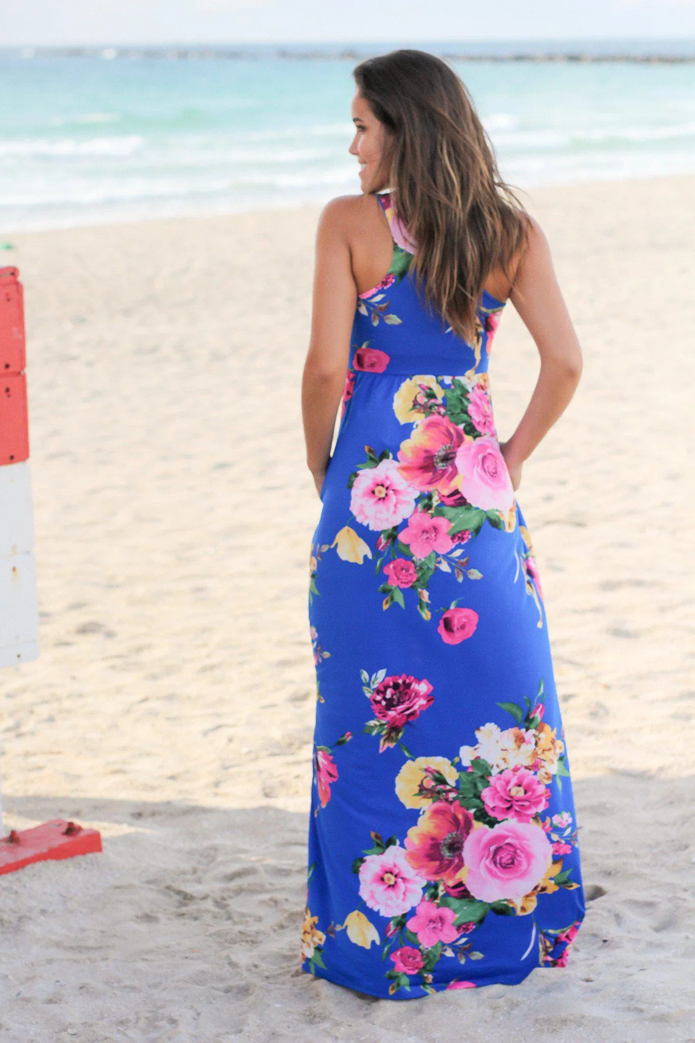 Royal Blue Floral Maxi Dress
