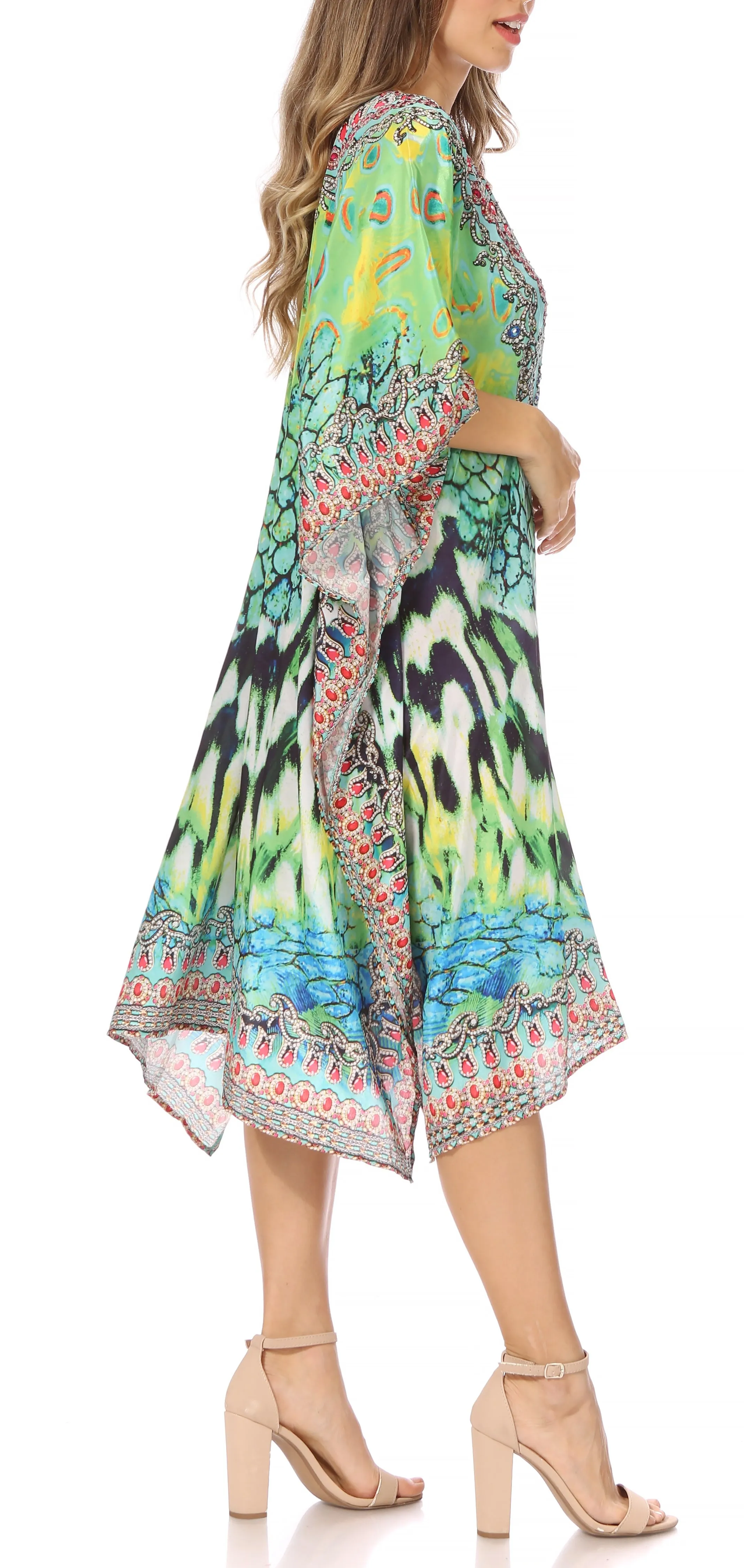 Sakkas MiuMiu Ligthweight Summer Printed Short Caftan Dress / Cover Up