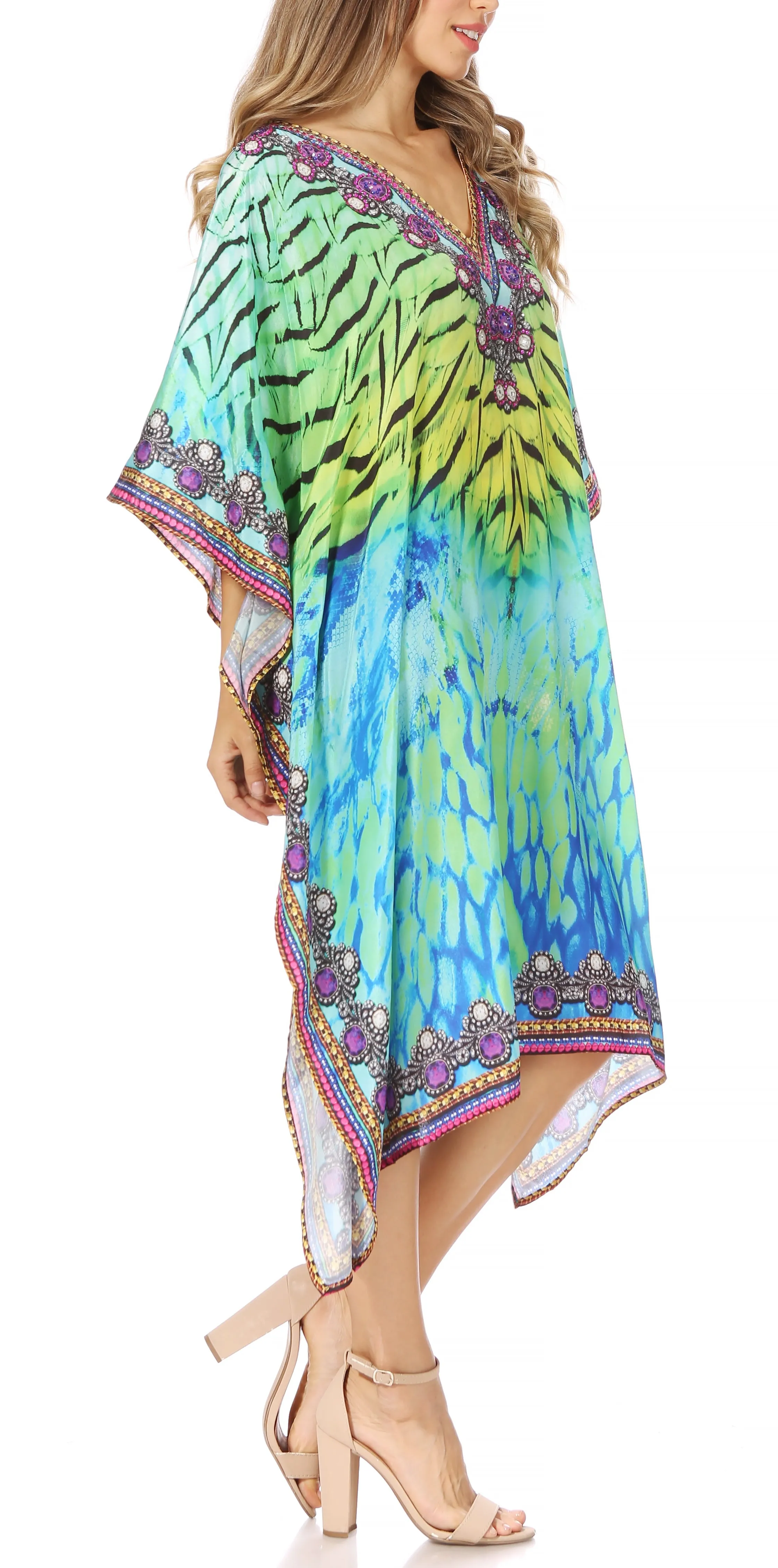 Sakkas MiuMiu Ligthweight Summer Printed Short Caftan Dress / Cover Up