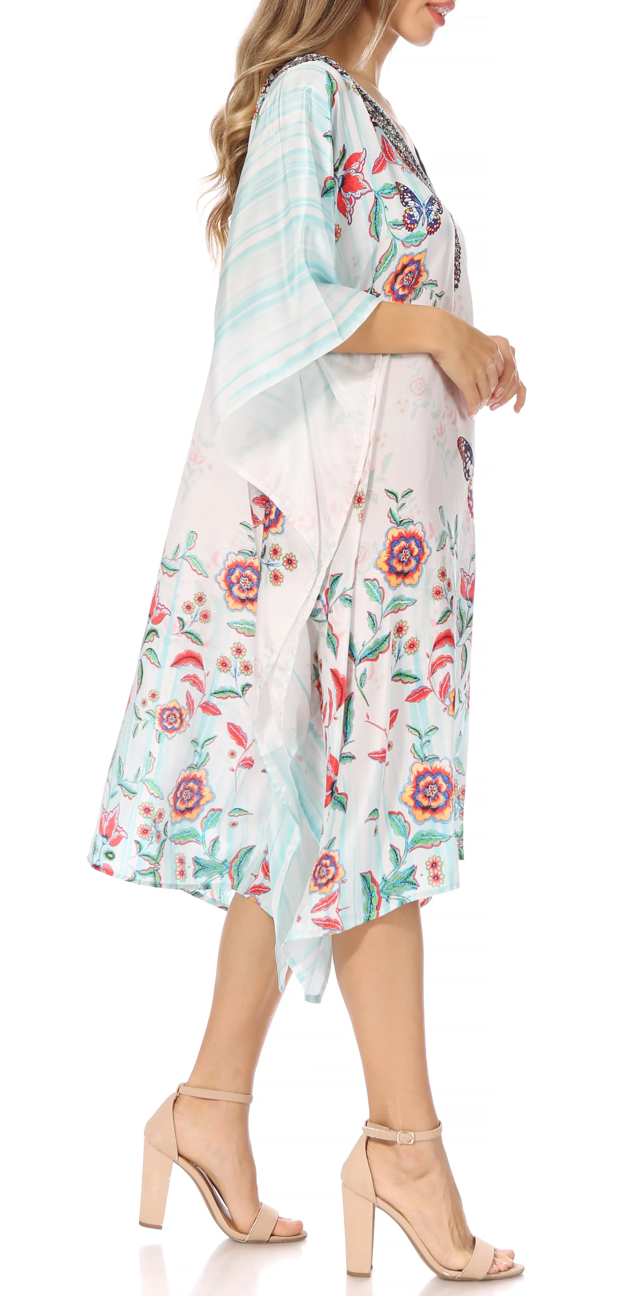 Sakkas MiuMiu Ligthweight Summer Printed Short Caftan Dress / Cover Up