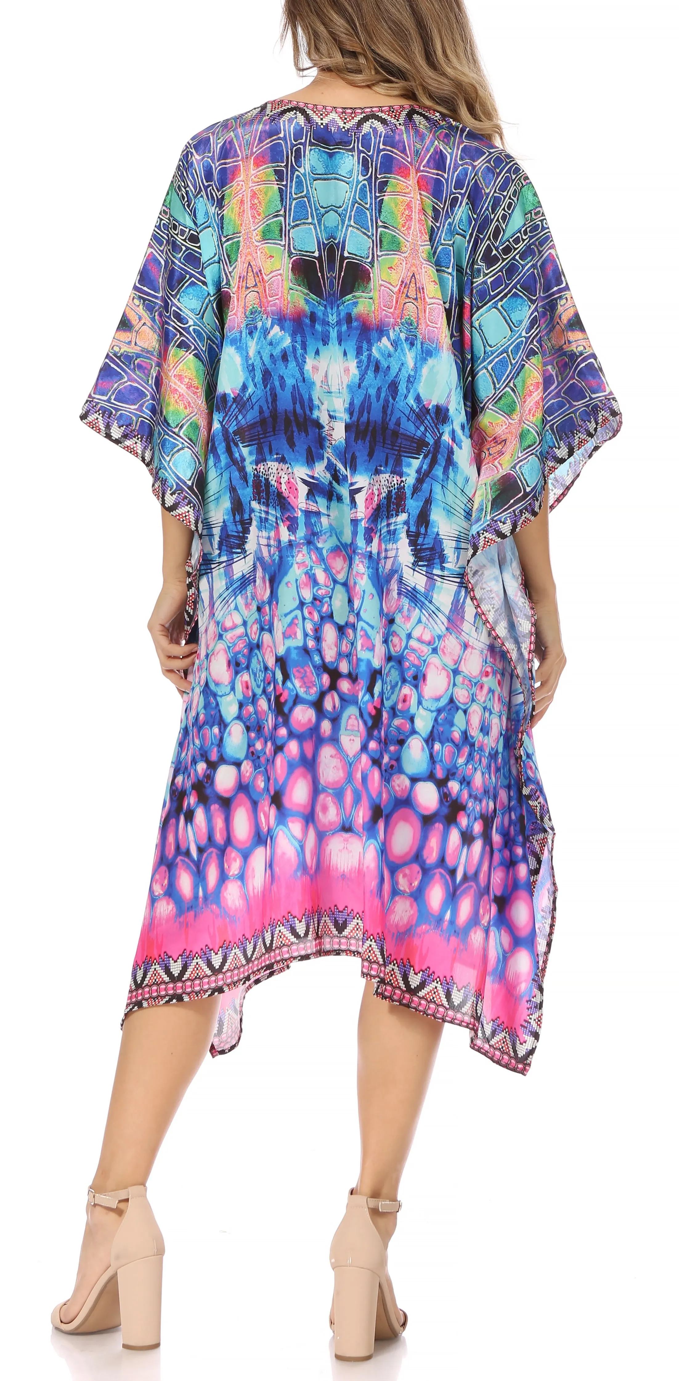 Sakkas MiuMiu Ligthweight Summer Printed Short Caftan Dress / Cover Up