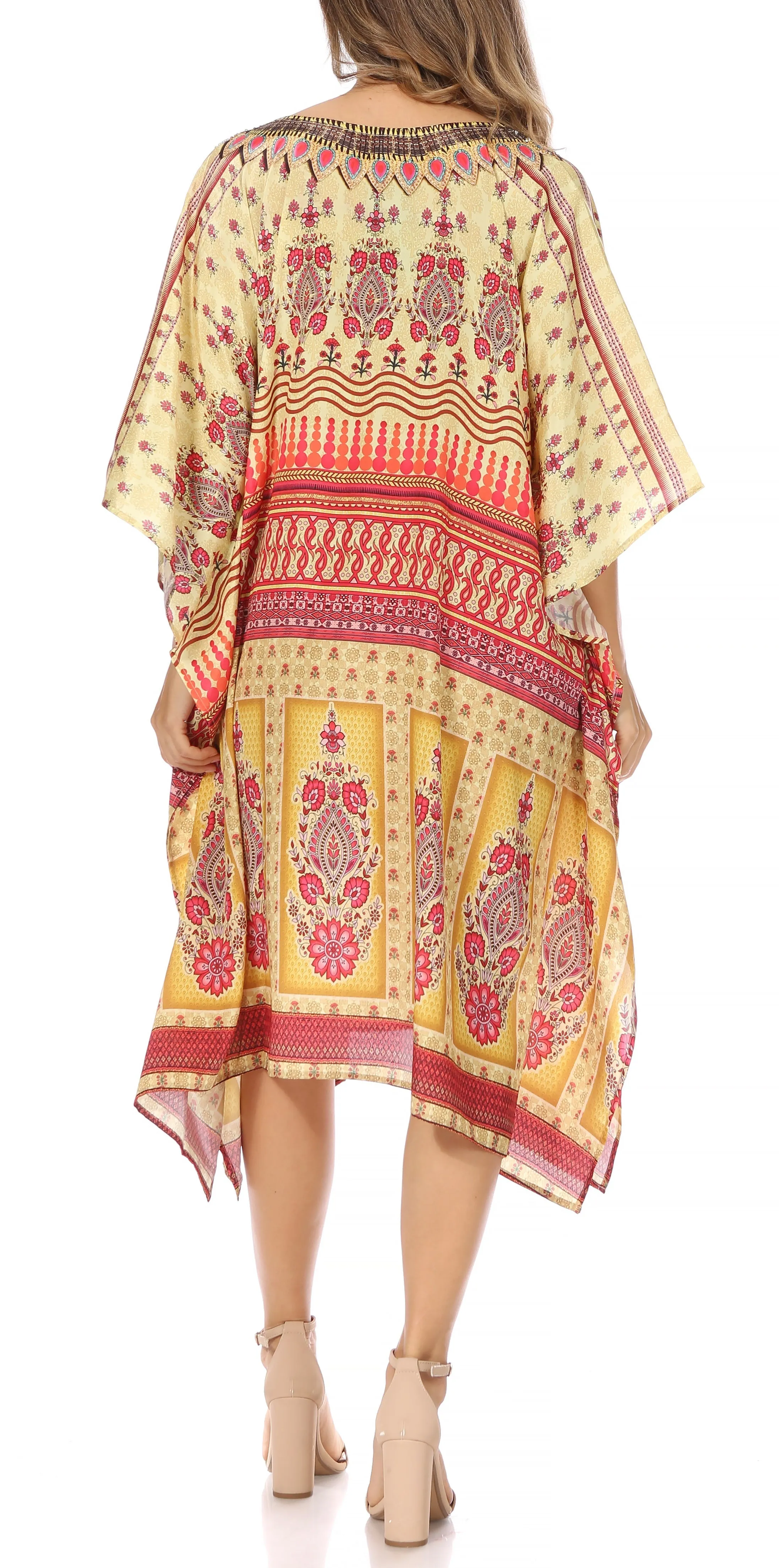 Sakkas MiuMiu Ligthweight Summer Printed Short Caftan Dress / Cover Up