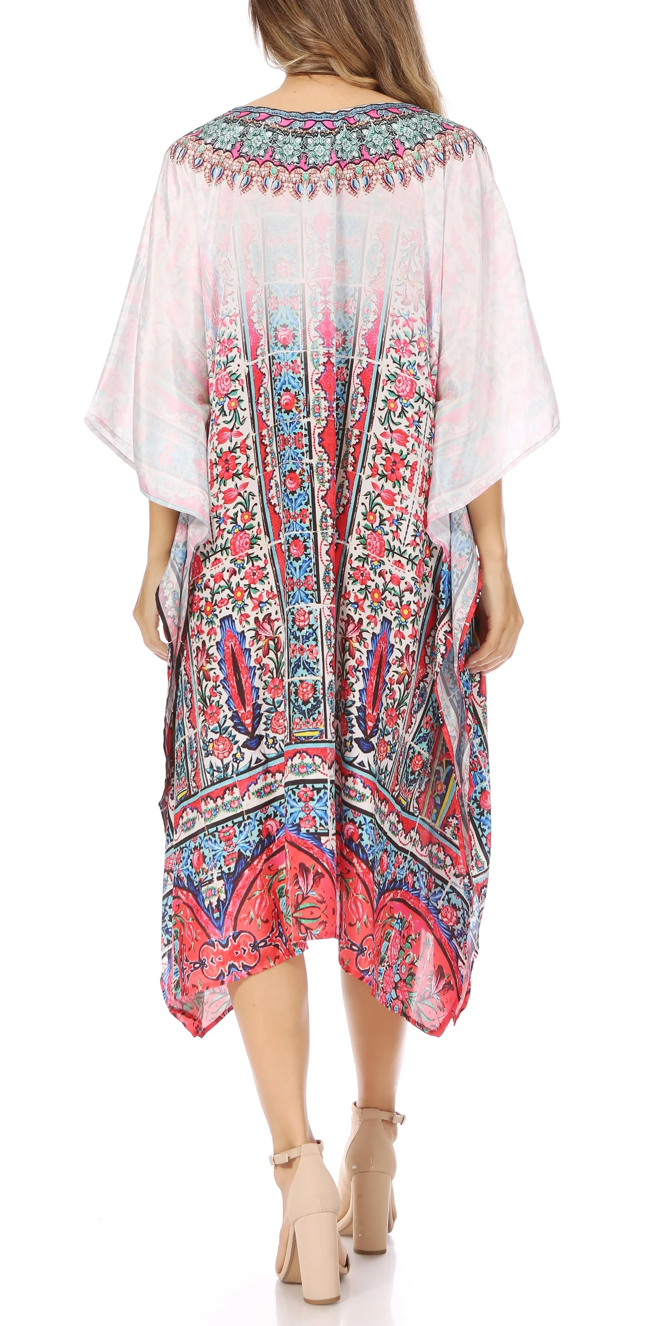 Sakkas MiuMiu Ligthweight Summer Printed Short Caftan Dress / Cover Up