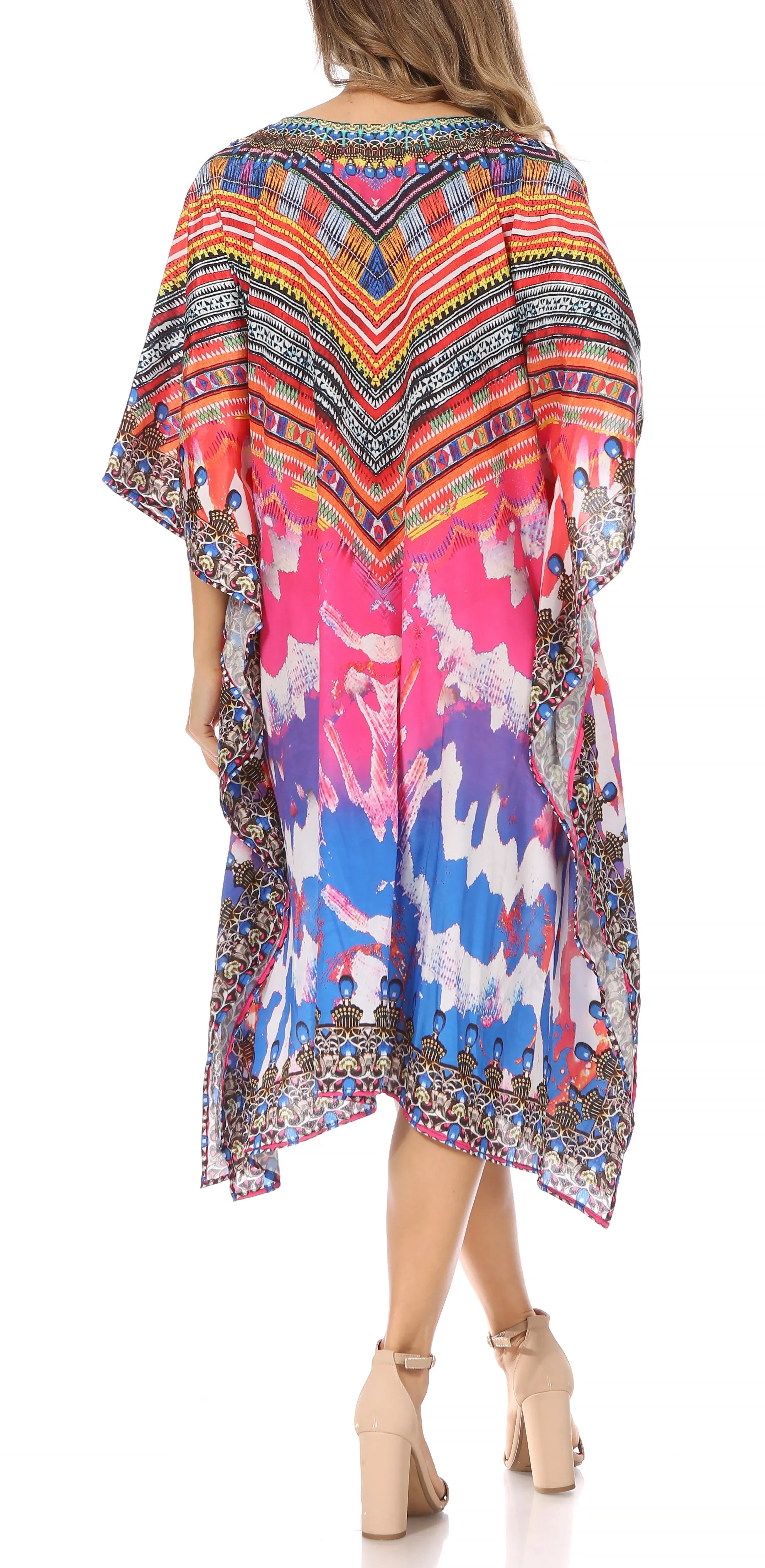 Sakkas MiuMiu Ligthweight Summer Printed Short Caftan Dress / Cover Up
