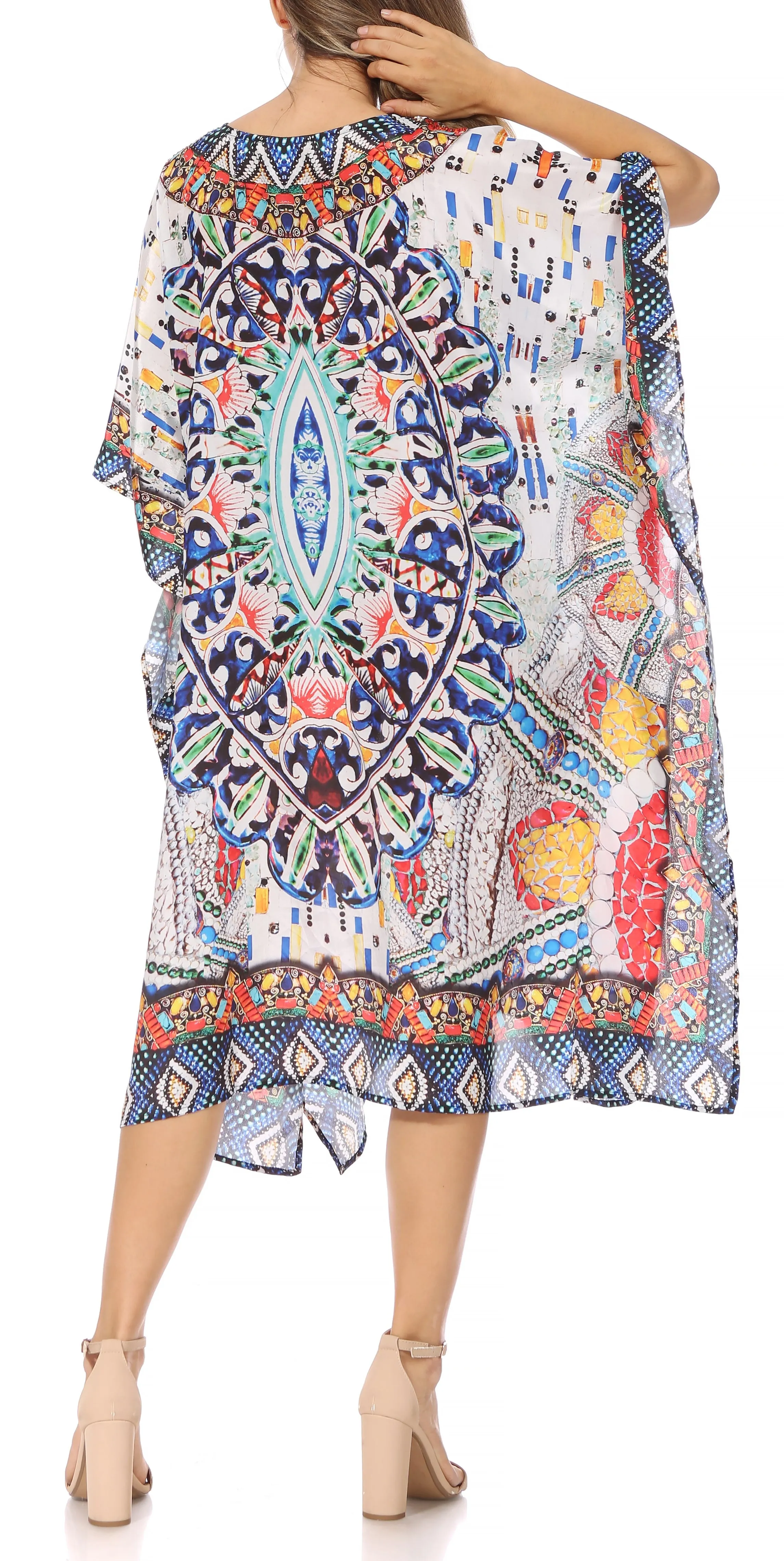Sakkas MiuMiu Ligthweight Summer Printed Short Caftan Dress / Cover Up