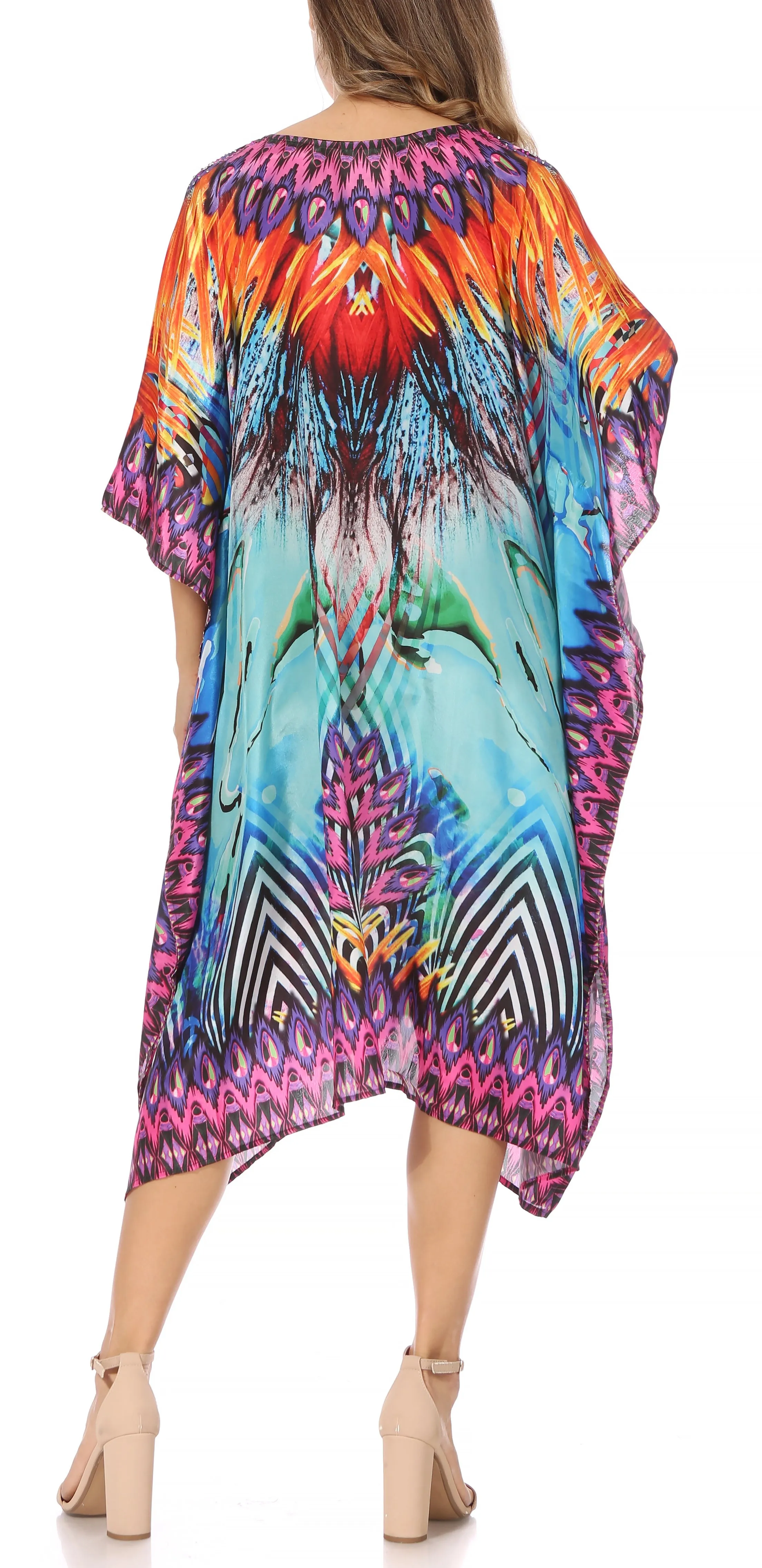 Sakkas MiuMiu Ligthweight Summer Printed Short Caftan Dress / Cover Up
