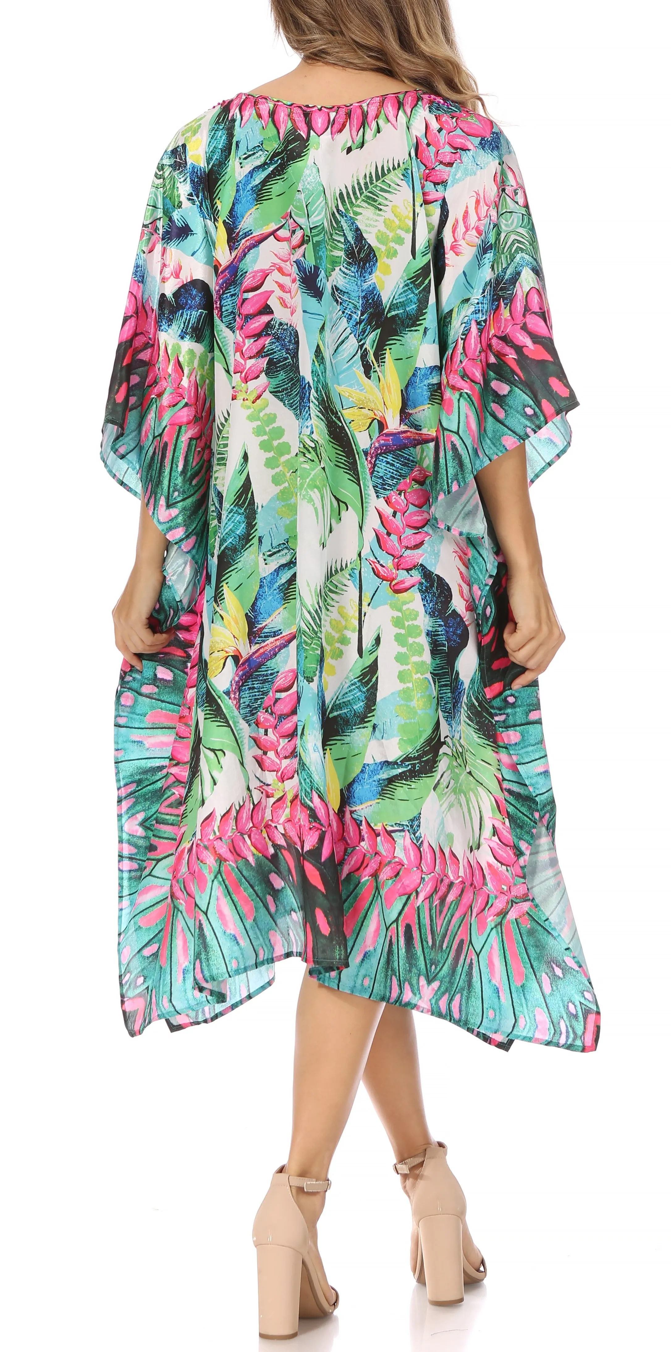Sakkas MiuMiu Ligthweight Summer Printed Short Caftan Dress / Cover Up