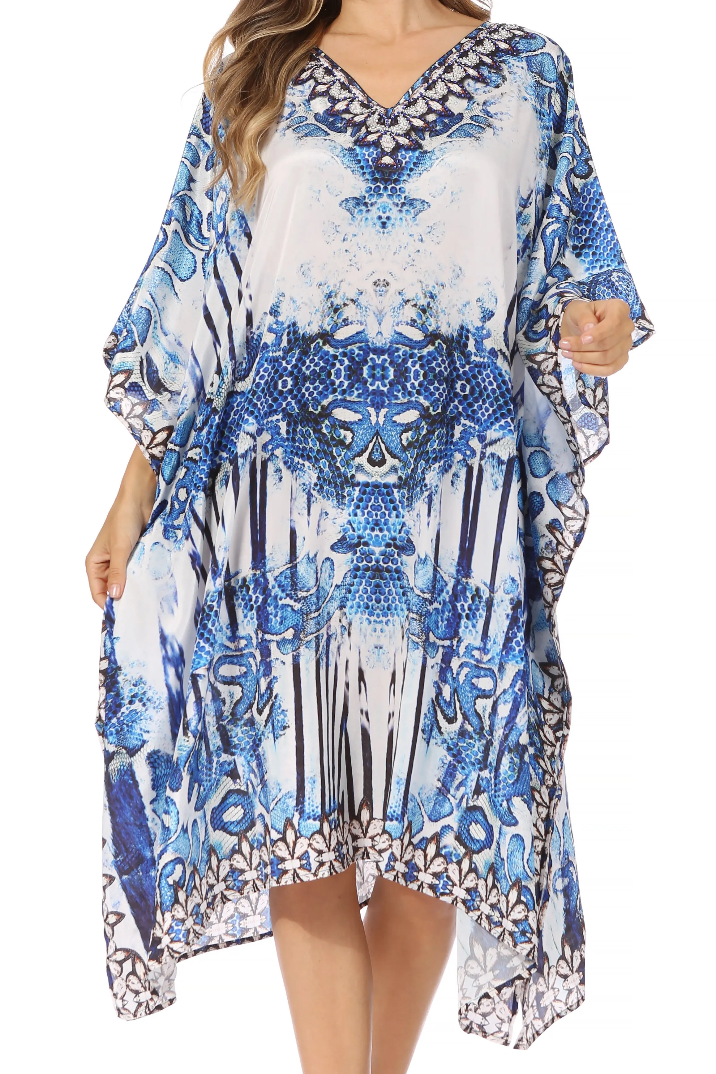 Sakkas MiuMiu Ligthweight Summer Printed Short Caftan Dress / Cover Up