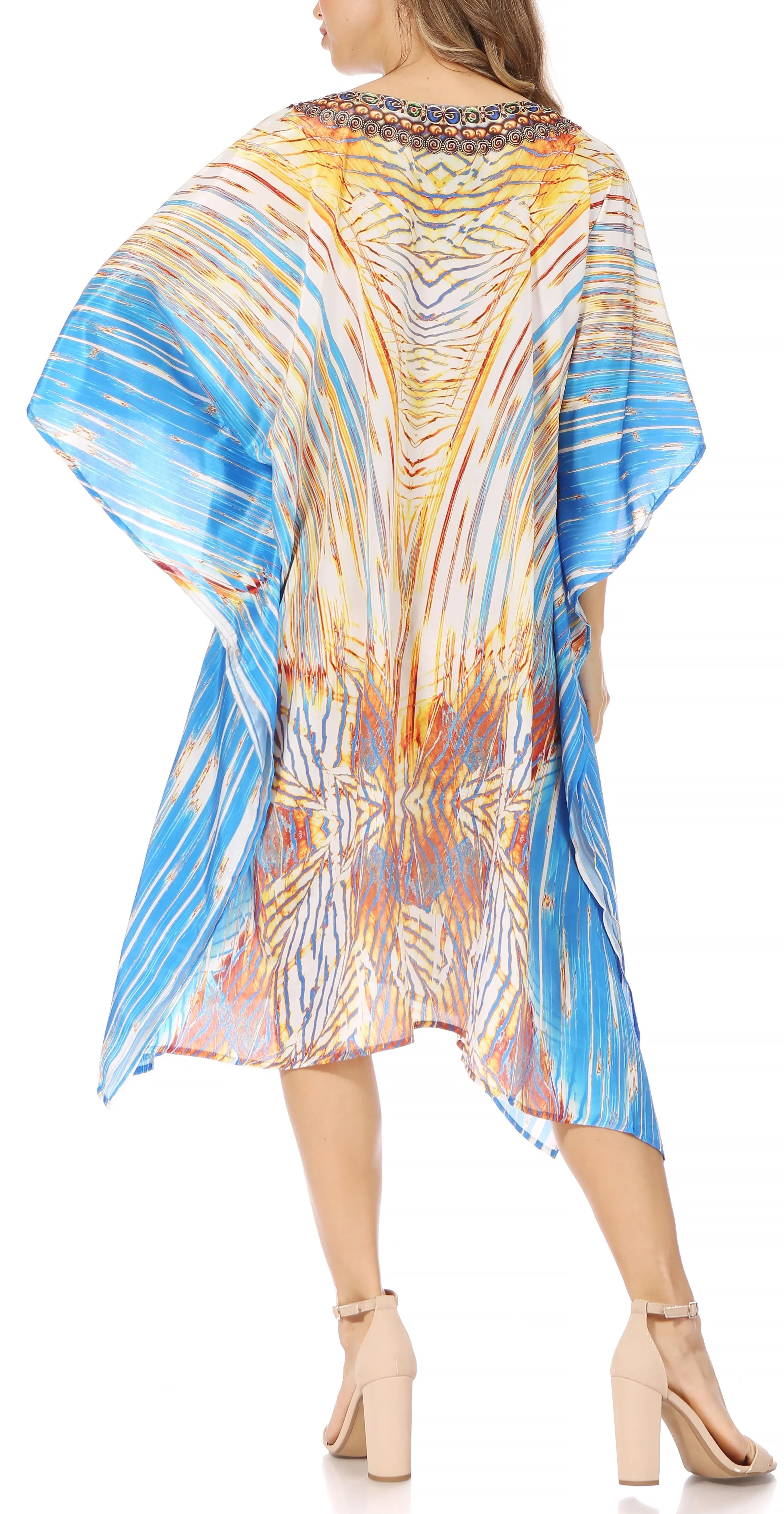 Sakkas MiuMiu Ligthweight Summer Printed Short Caftan Dress / Cover Up