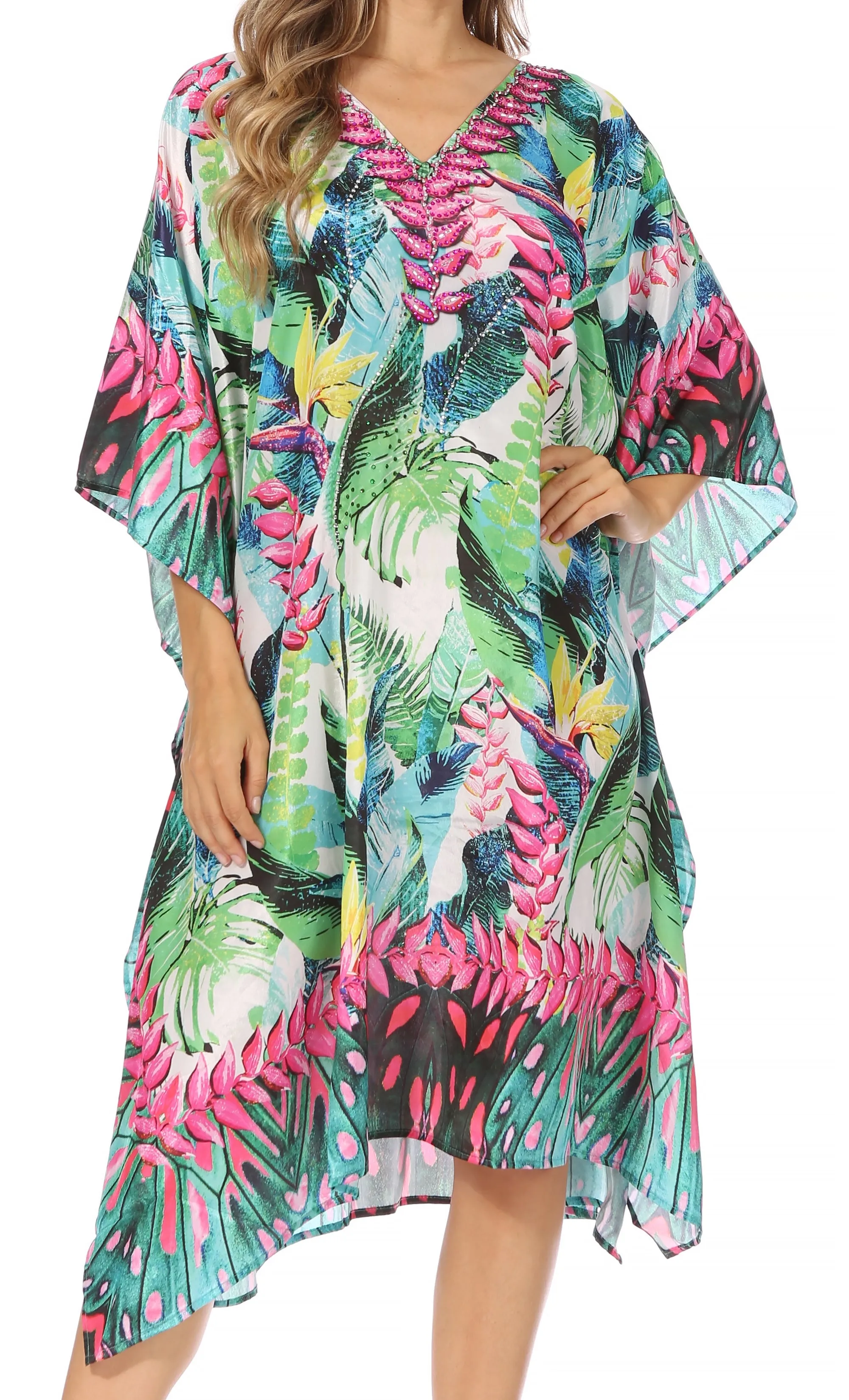 Sakkas MiuMiu Ligthweight Summer Printed Short Caftan Dress / Cover Up