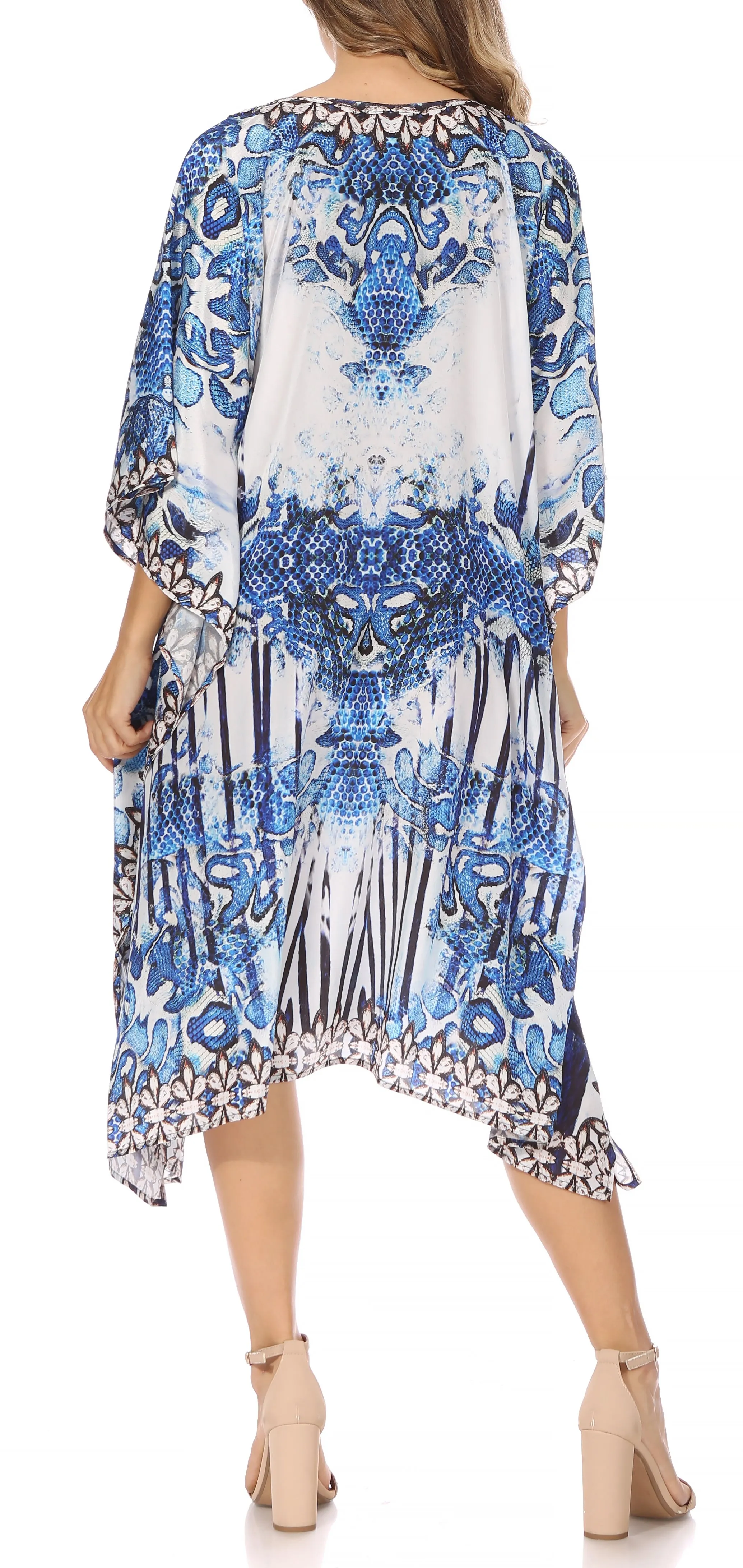 Sakkas MiuMiu Ligthweight Summer Printed Short Caftan Dress / Cover Up