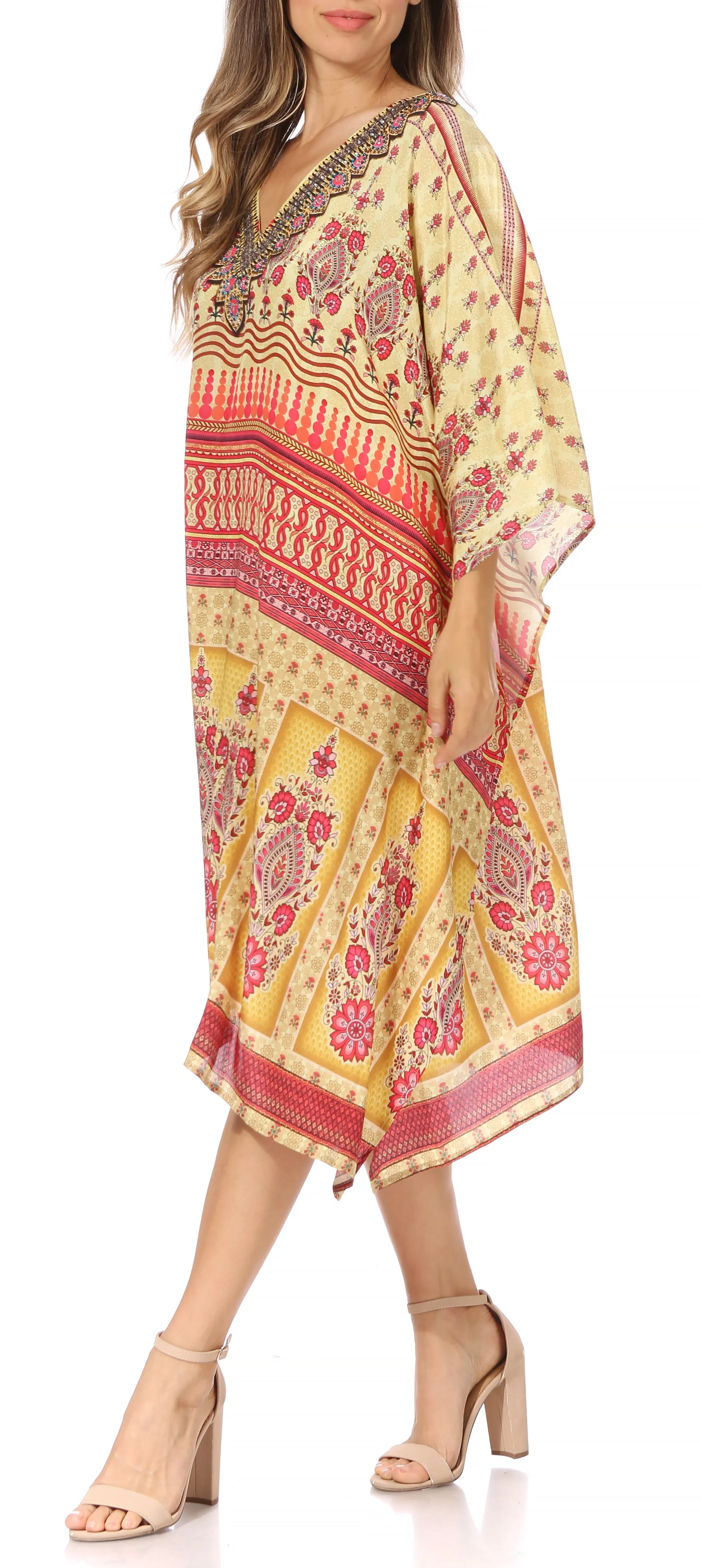 Sakkas MiuMiu Ligthweight Summer Printed Short Caftan Dress / Cover Up