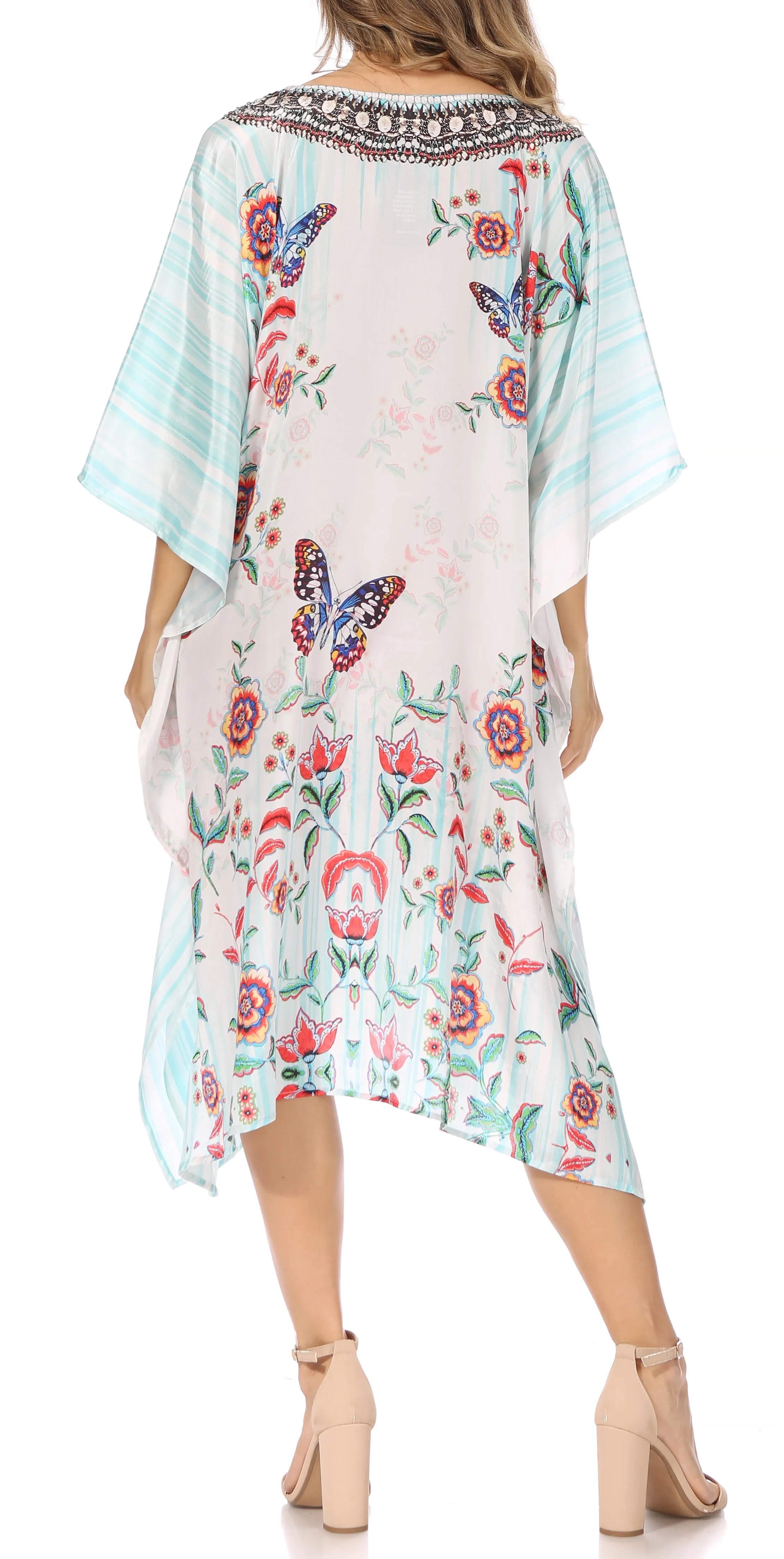 Sakkas MiuMiu Ligthweight Summer Printed Short Caftan Dress / Cover Up