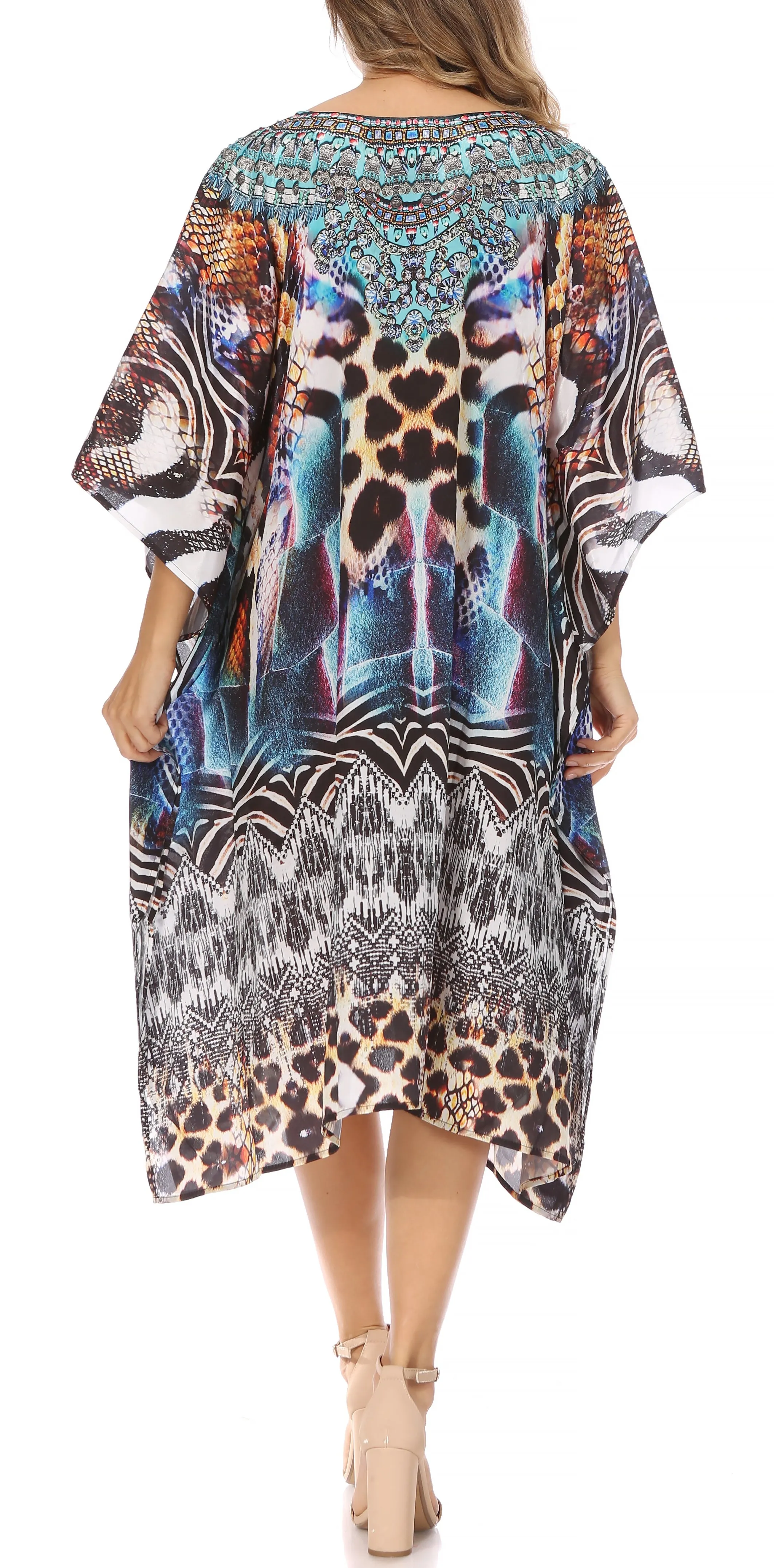 Sakkas MiuMiu Ligthweight Summer Printed Short Caftan Dress / Cover Up