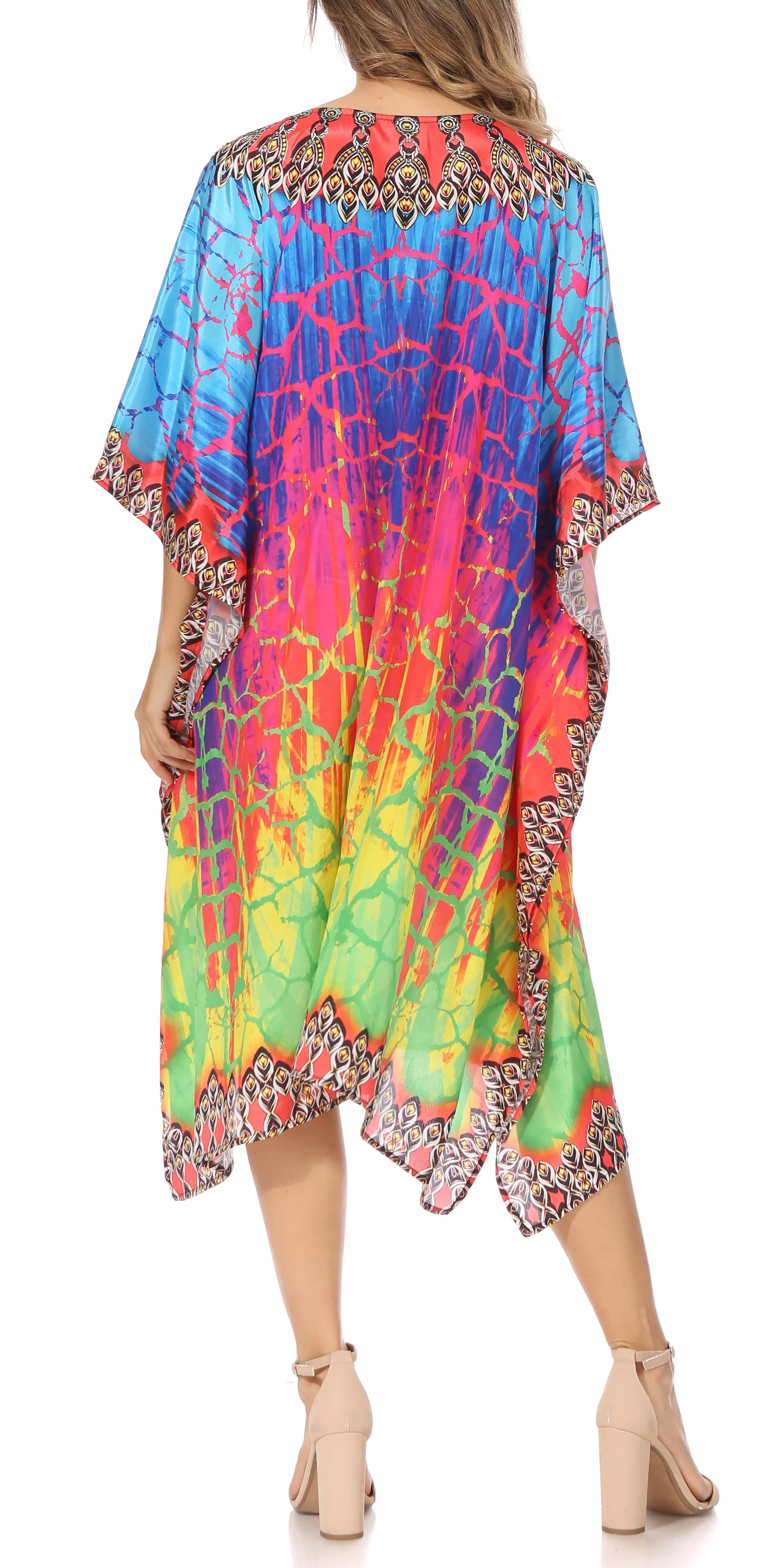 Sakkas MiuMiu Ligthweight Summer Printed Short Caftan Dress / Cover Up