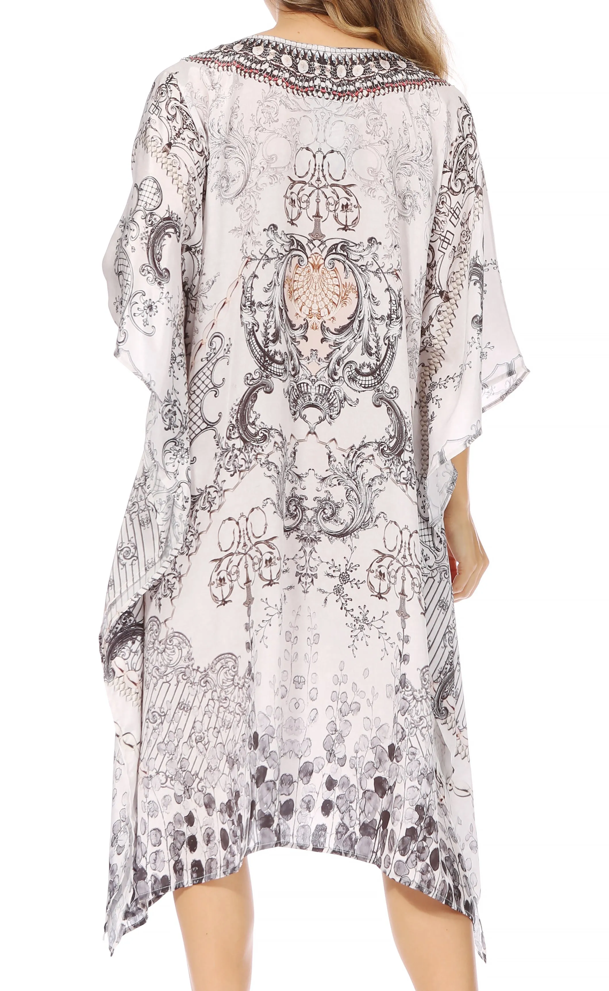 Sakkas MiuMiu Ligthweight Summer Printed Short Caftan Dress / Cover Up